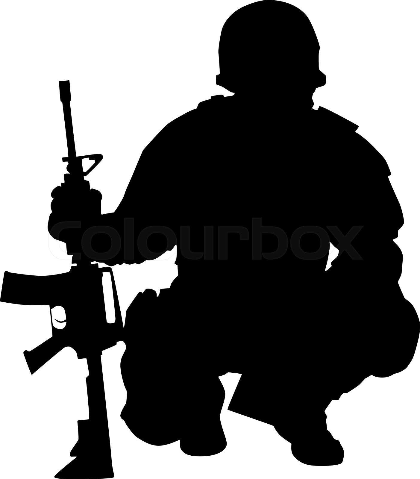 Army commando fighter isolated vector black silhouette | Stock vector ...