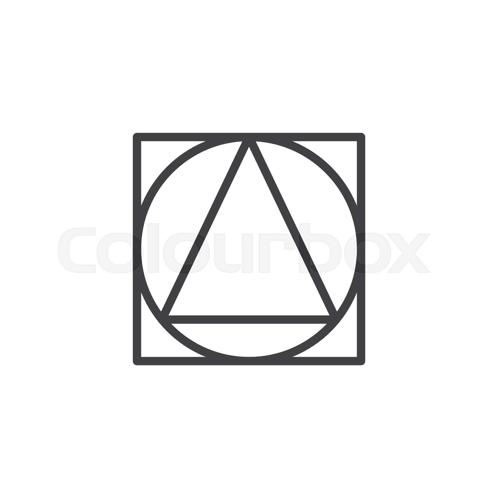 Triangle Inside Circle And Square Geometrical Figure Outline Icon