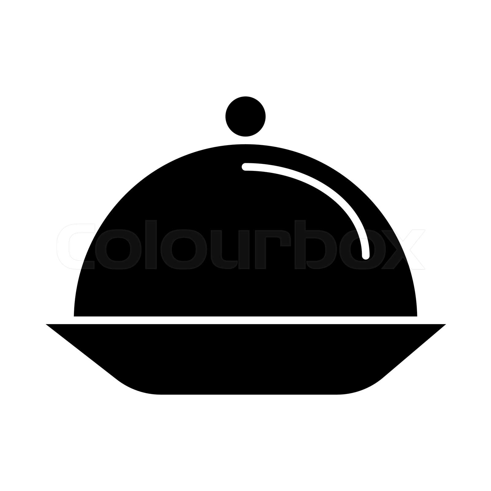 Serving tray solid icon. Plate with lid vector illustration isolated on