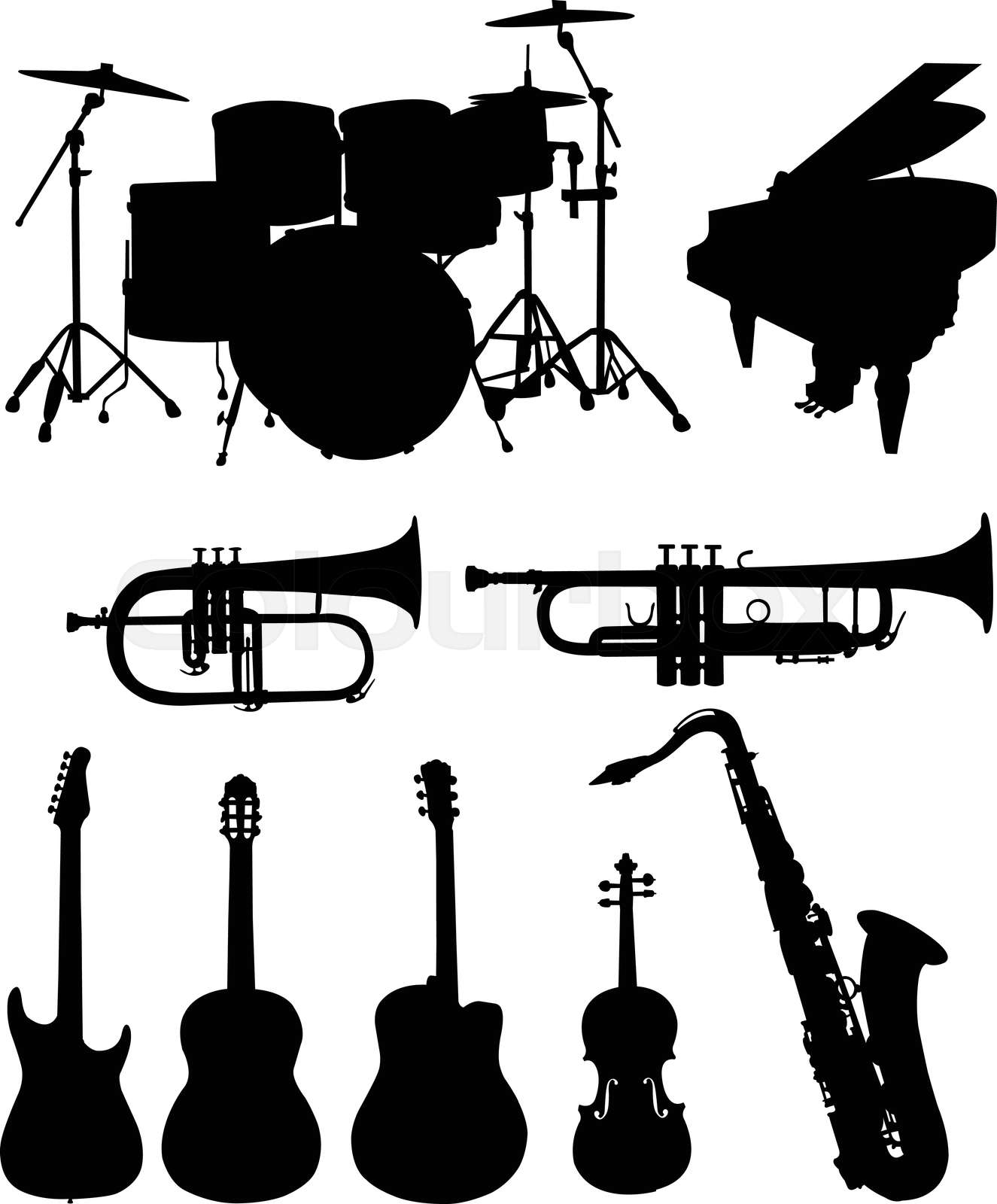 Musical instruments silhouettes collection | Stock vector | Colourbox