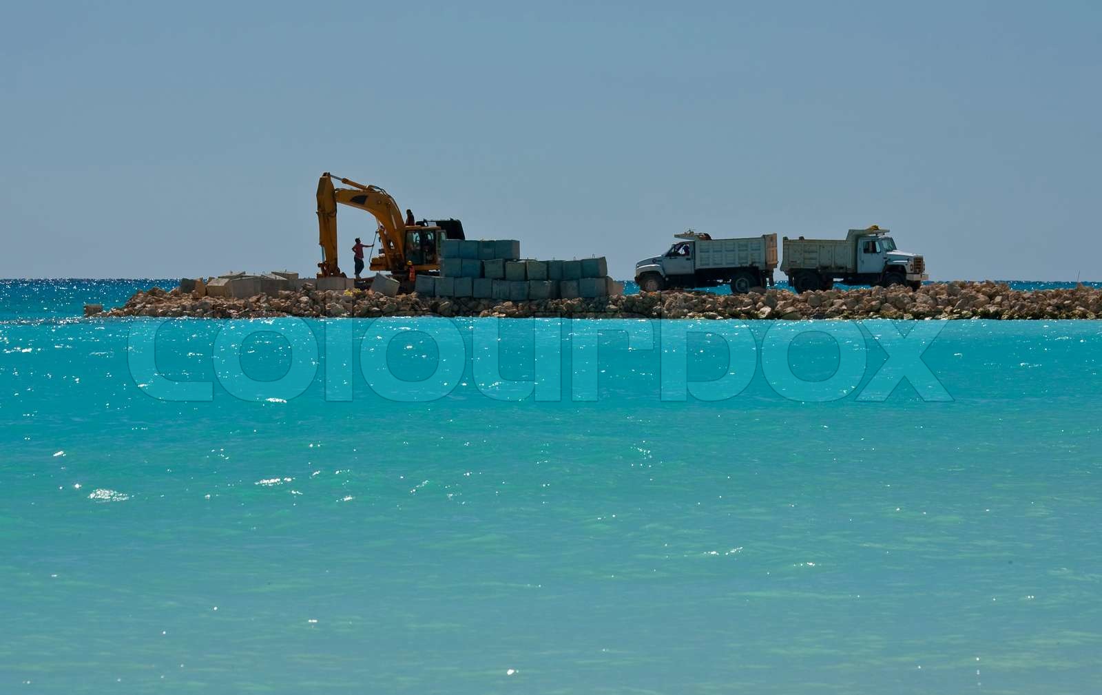Yellow Excavator At Work Stock Image Colourbox