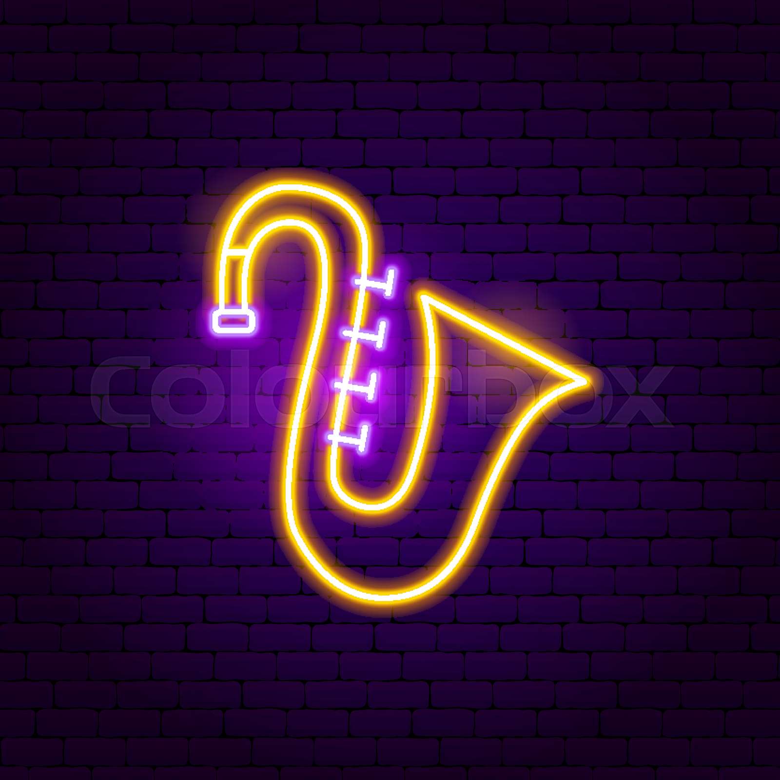 Saxophone Neon Sign | Stock vector | Colourbox