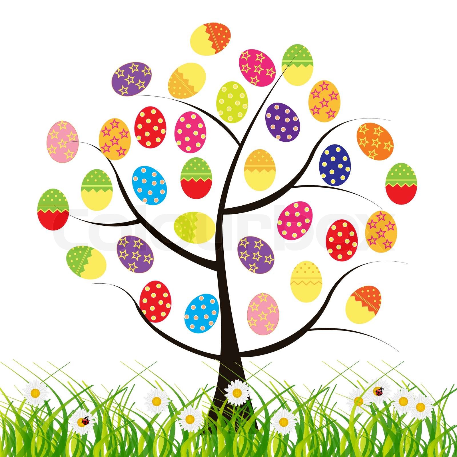 Vector Easter Tree With Eggs Stock Vector Colourbox