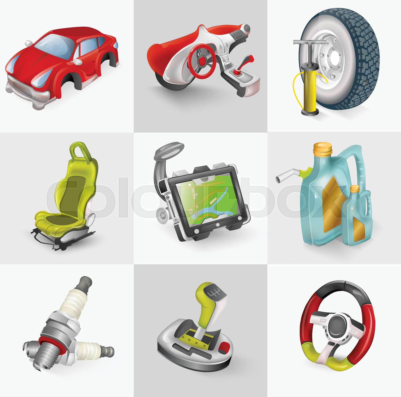 Car accessories icon set vector illustration | Stock vector | Colourbox