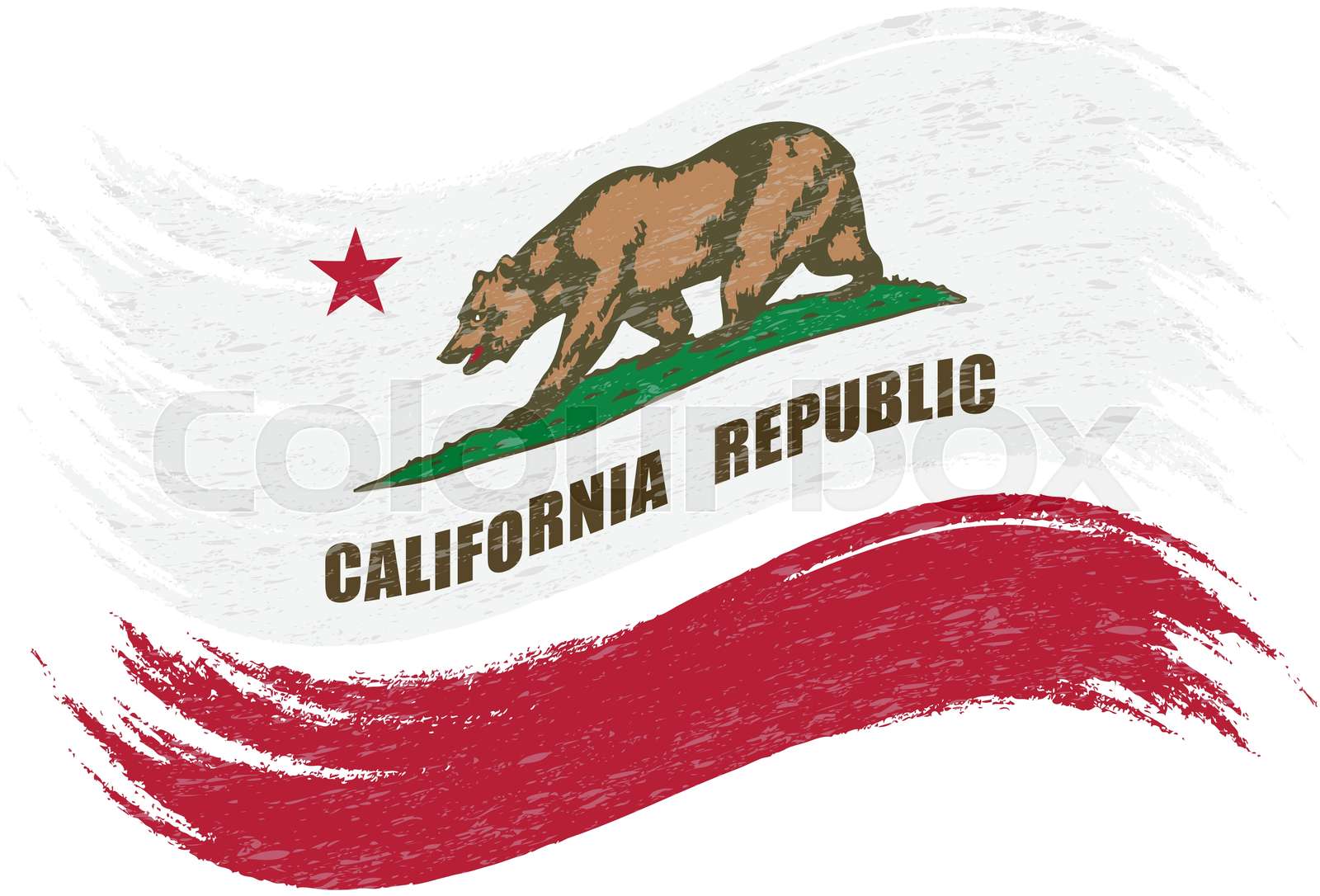 Grunge Brush Stroke With National Flag Of California Isolated On A