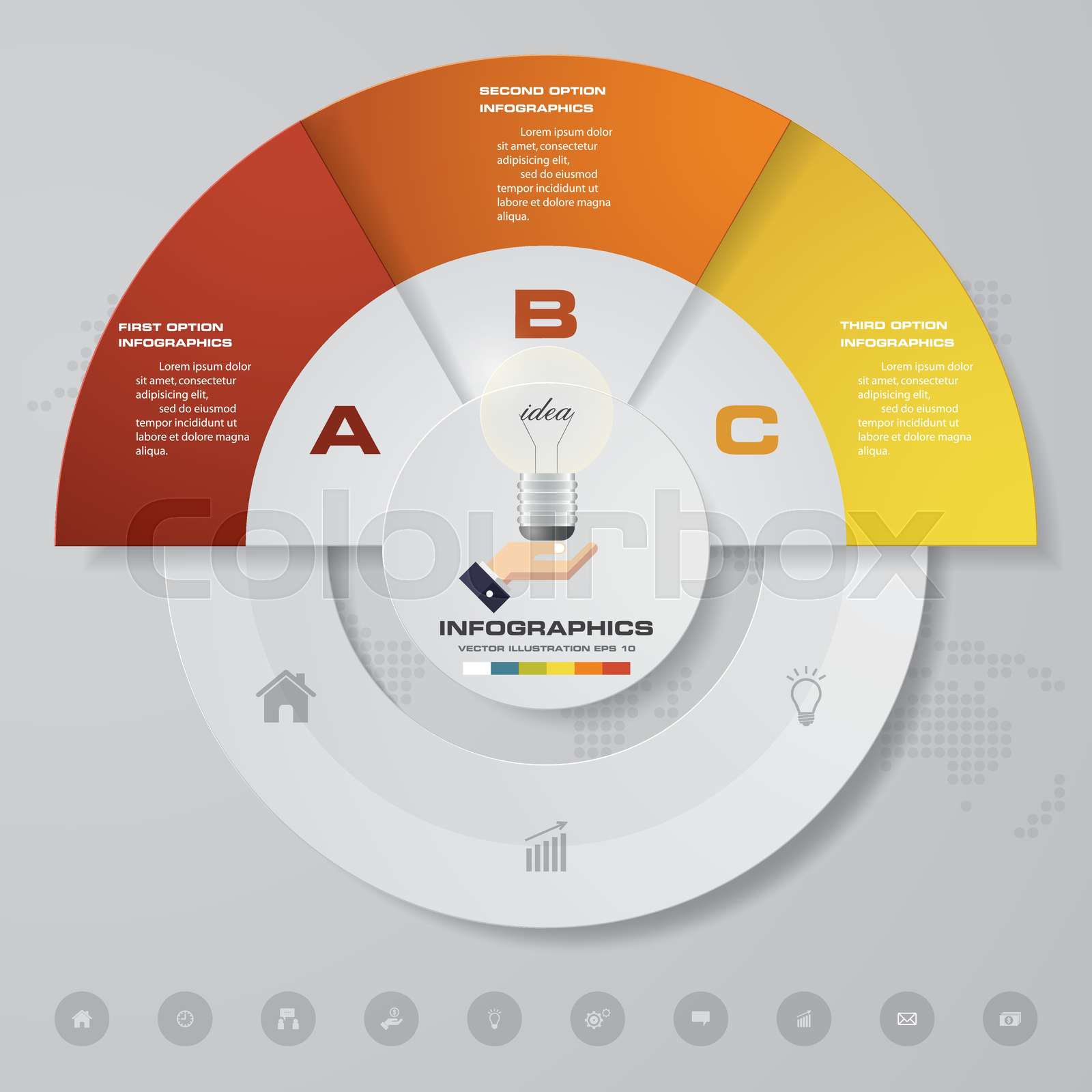 3 steps infographic element chart for data presentation. Stock vector