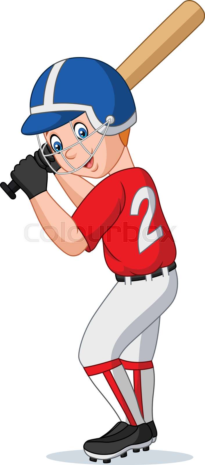 Cartoon boy playing baseball | Stock vector | Colourbox