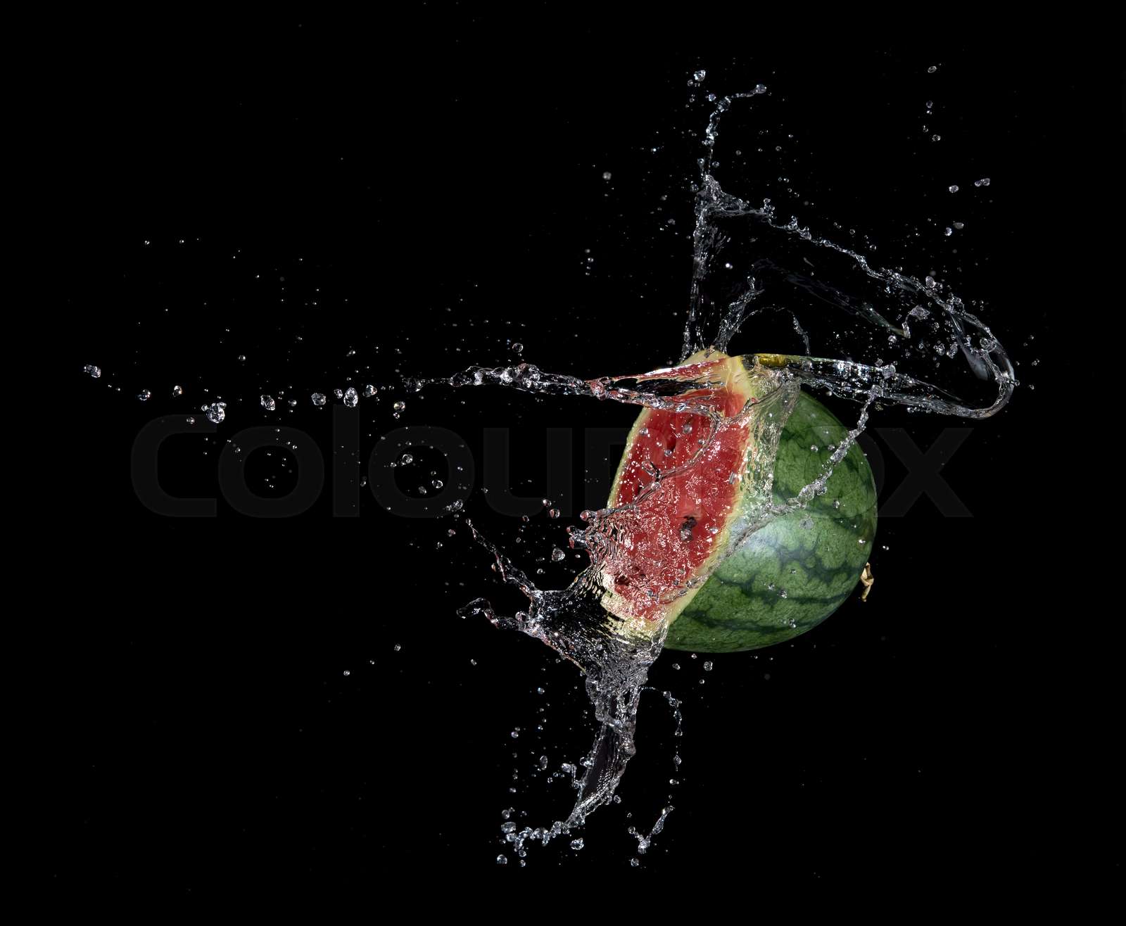 Sliced Watermelon With Water Splash Flying In The Air Stop Motion Sliced Watermelon With Water Splash Flying In The Air Stop Motion