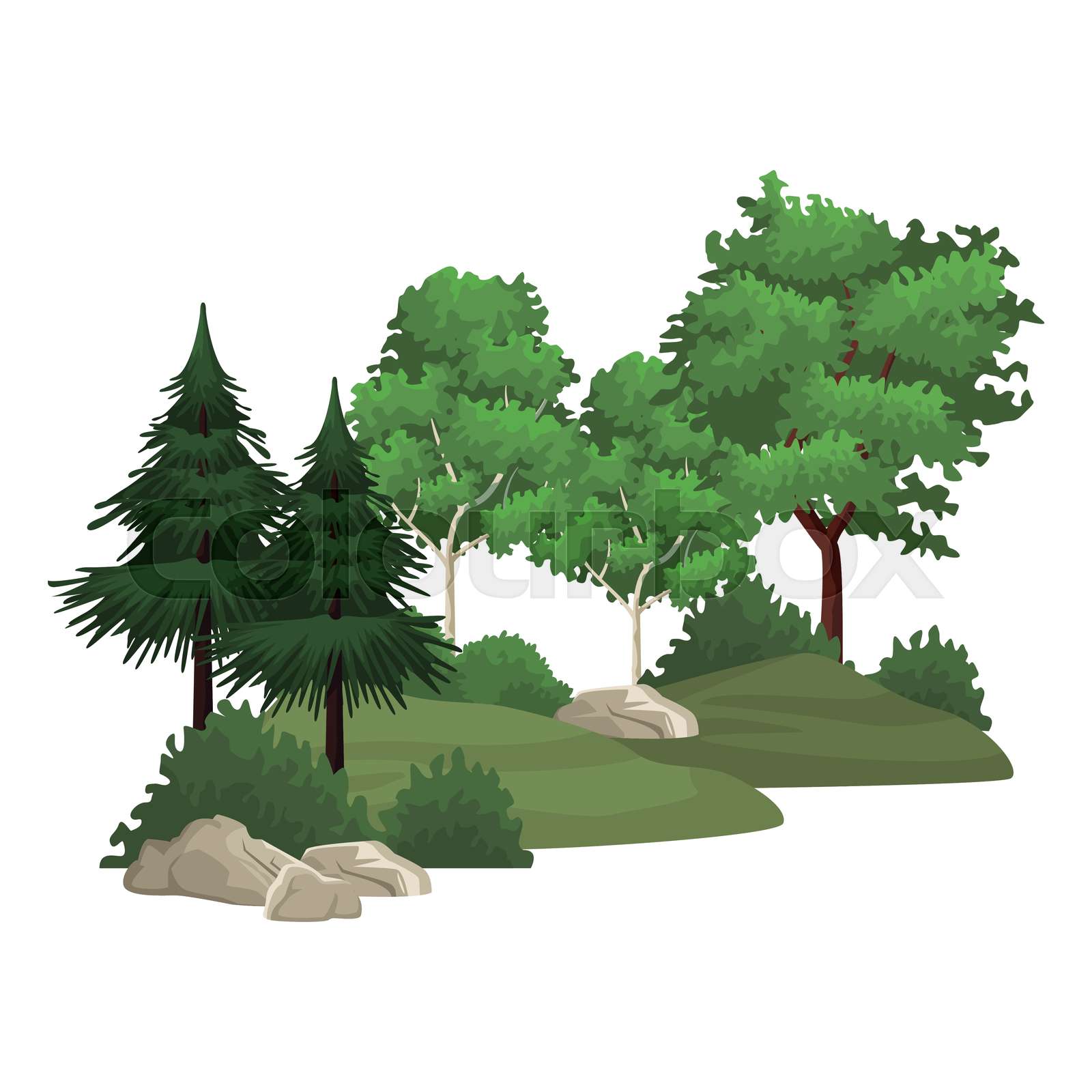 Trees and bushes Stock vector Colourbox