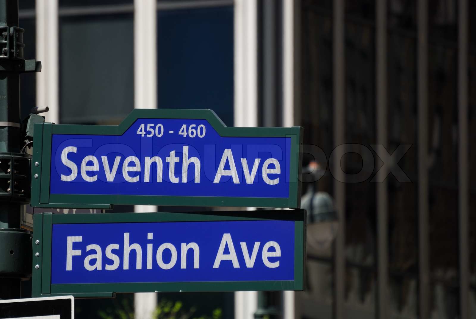 Fashion Avenue and Seventh Avenue street sign in New York City | Stock