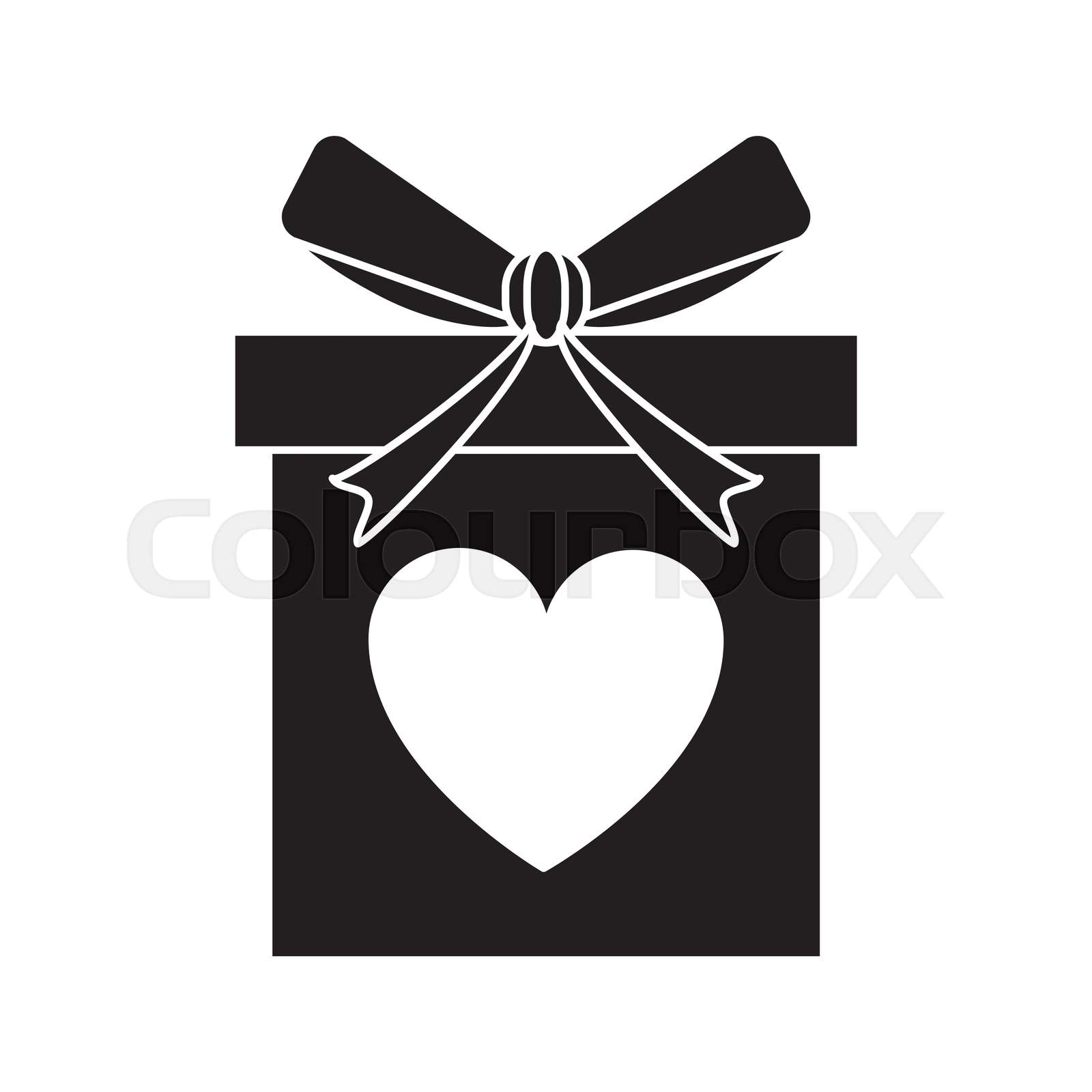 silhouette love gift box bow wrapped Stock vector Colourbox