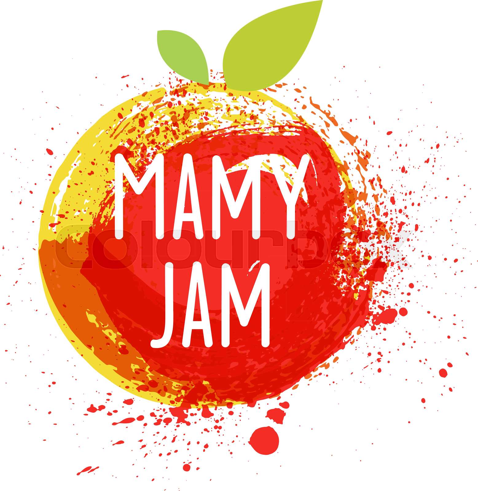 Jam logo and emblem. Fresh fruits and splashes. Stock vector Colourbox
