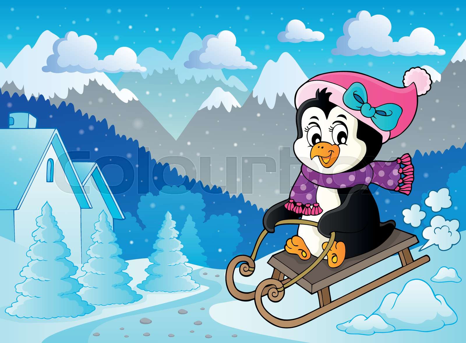 Sledging penguin theme image 5 | Stock vector | Colourbox