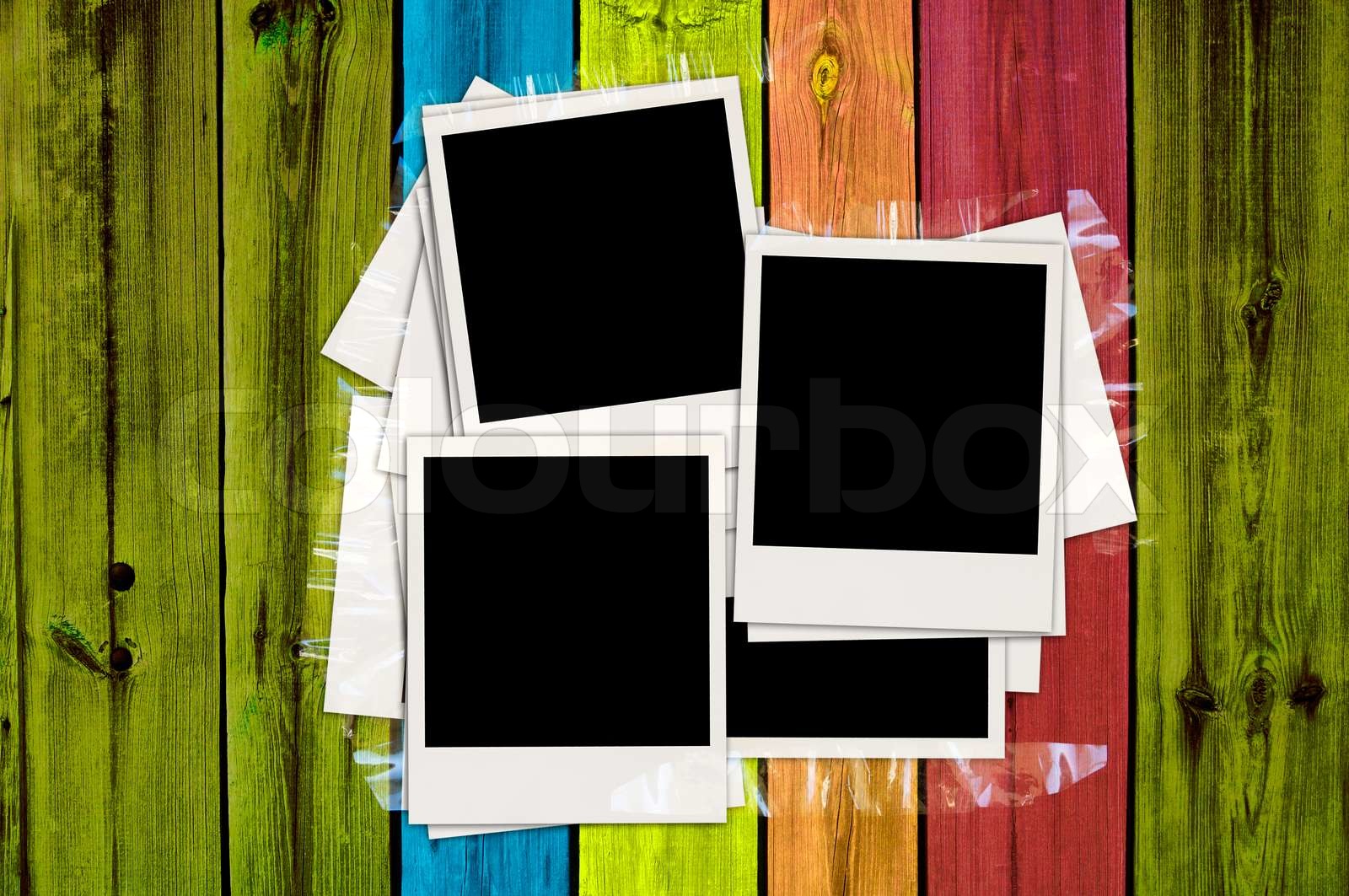 Blank Fotos auf Multicolored Wood Plank Background | Stock Bild | Colourbox