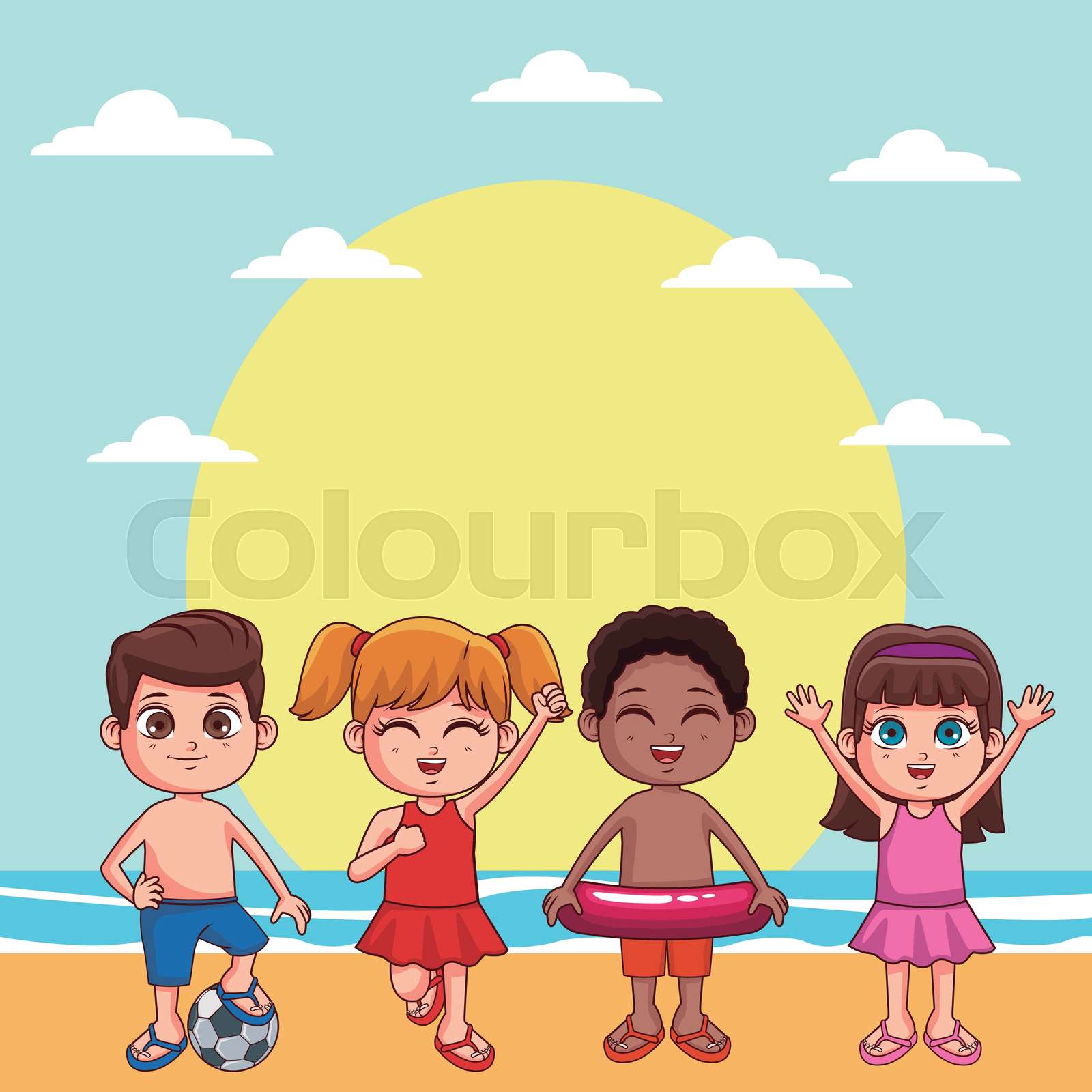Summer kids cartoon | Stock vector | Colourbox