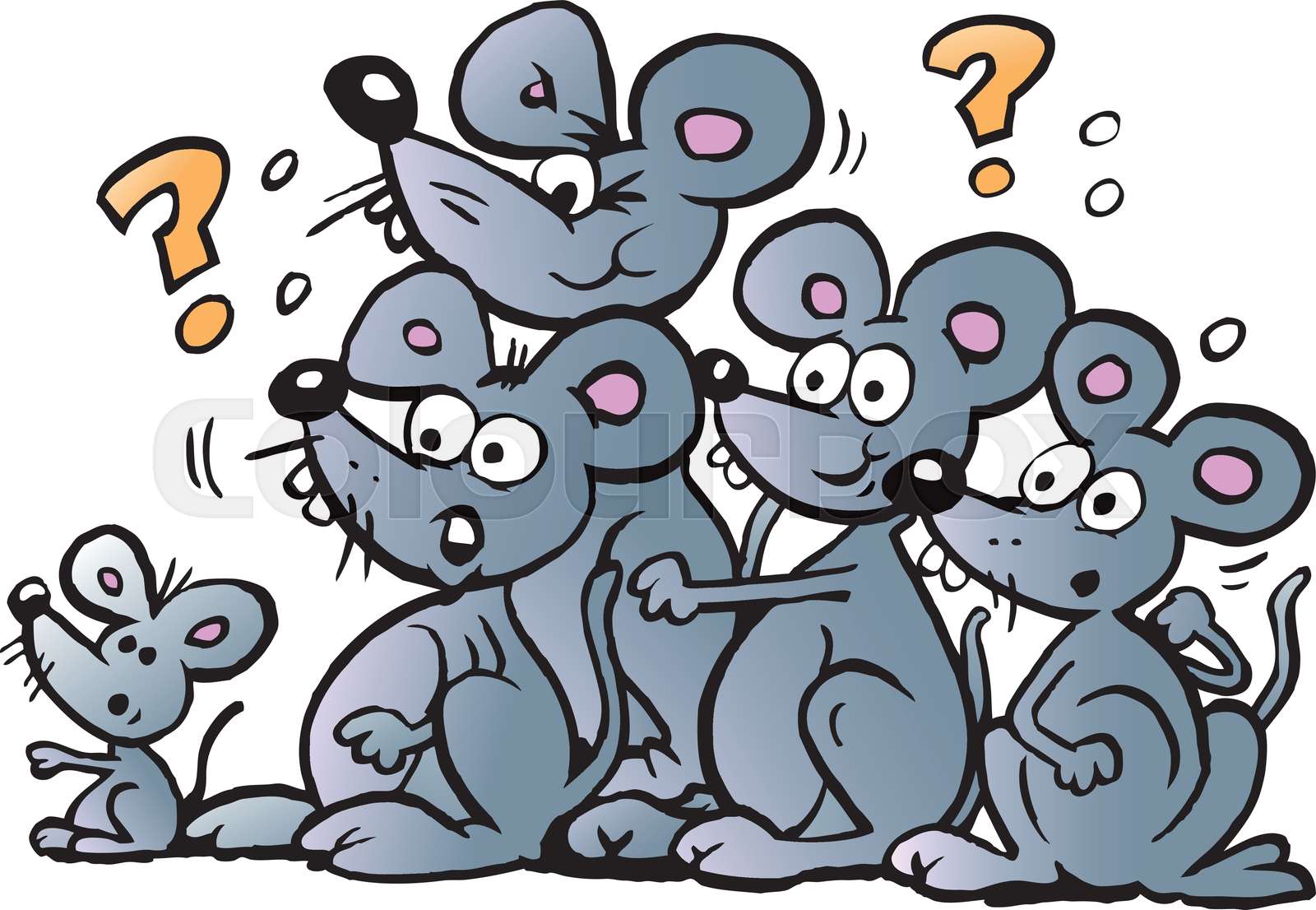 Cartoon Vector illustration of a Bunch of Wondering Mice Stock vektor
