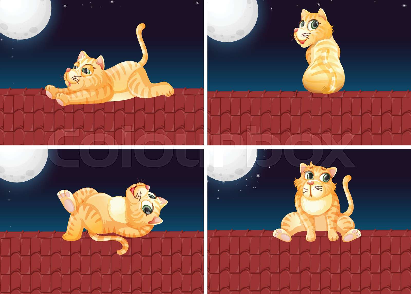 Set of cat on the roof Stock vector Colourbox