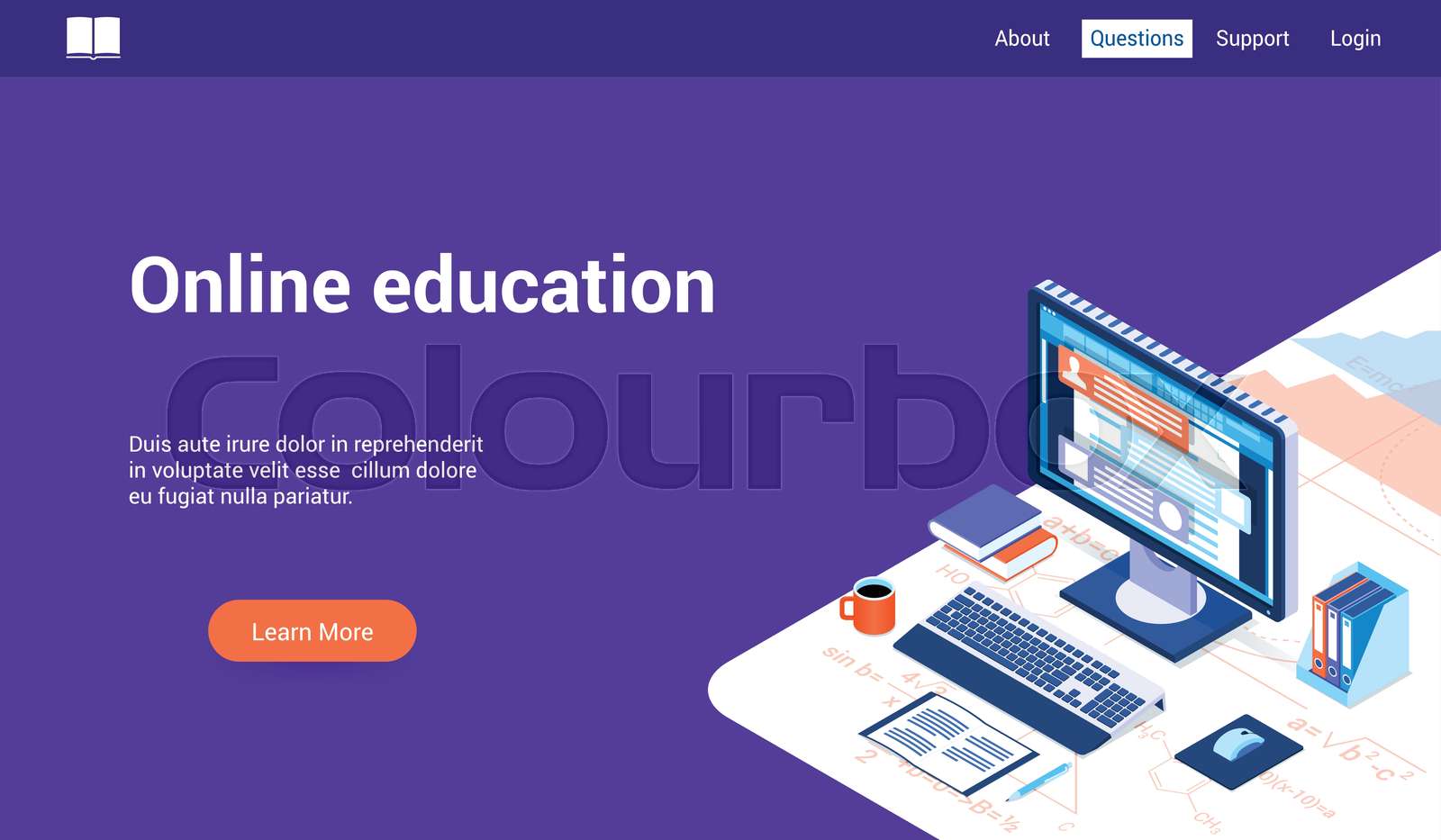 online education 3d lp template | Stock vector | Colourbox