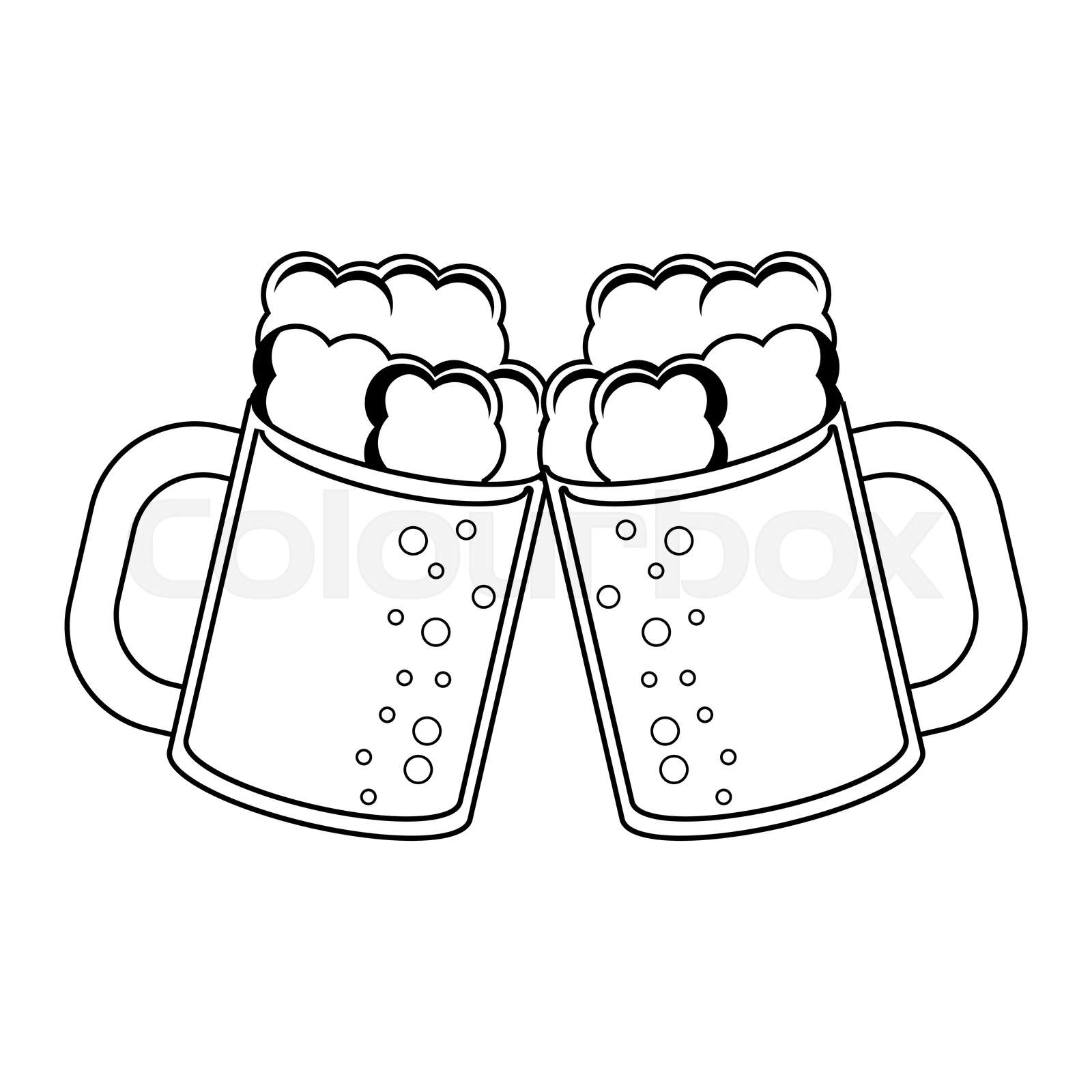 Beer cups toast black and white | Stock vector | Colourbox
