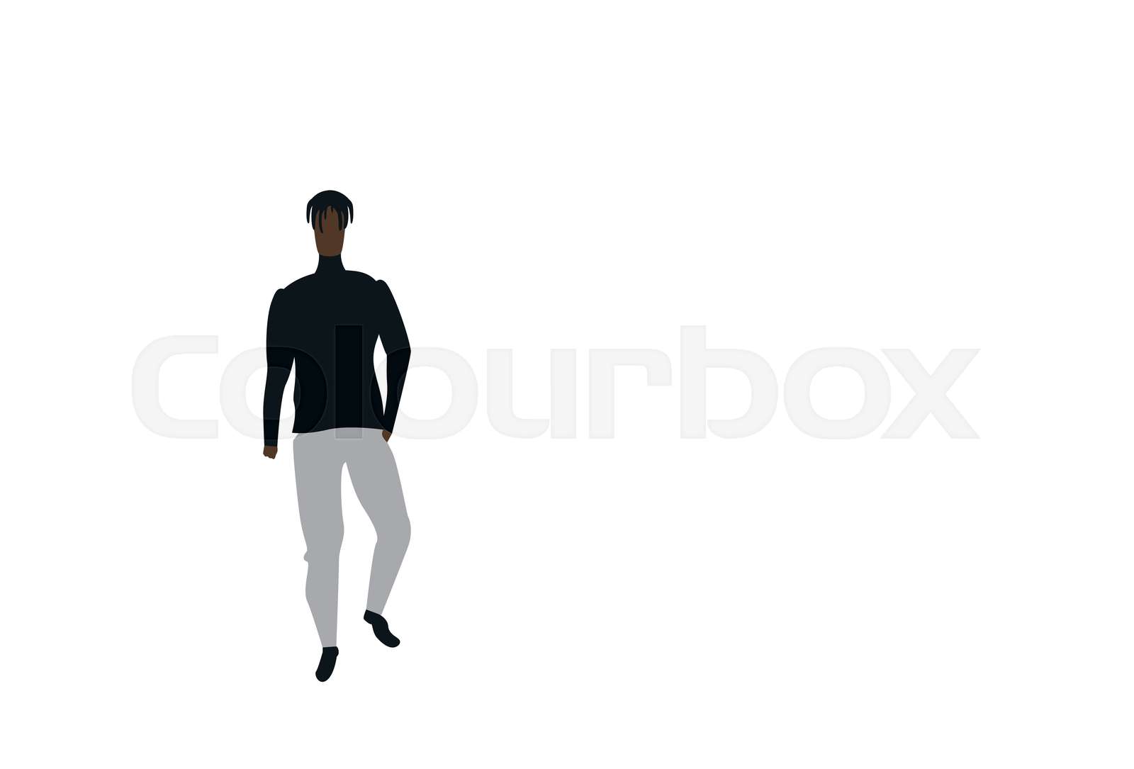 african american casual man standing pose full length male cartoon ...