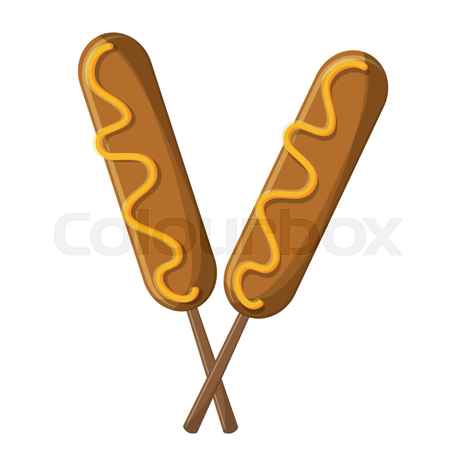hot dogs in sticks Stock vector Colourbox