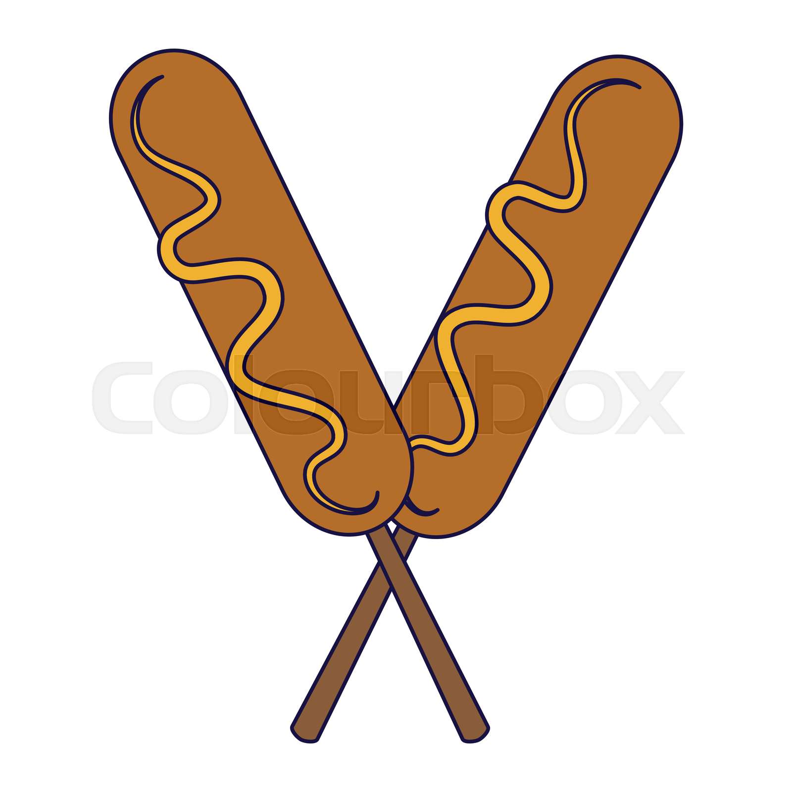 hot dogs in sticks blue lines Stock vector Colourbox
