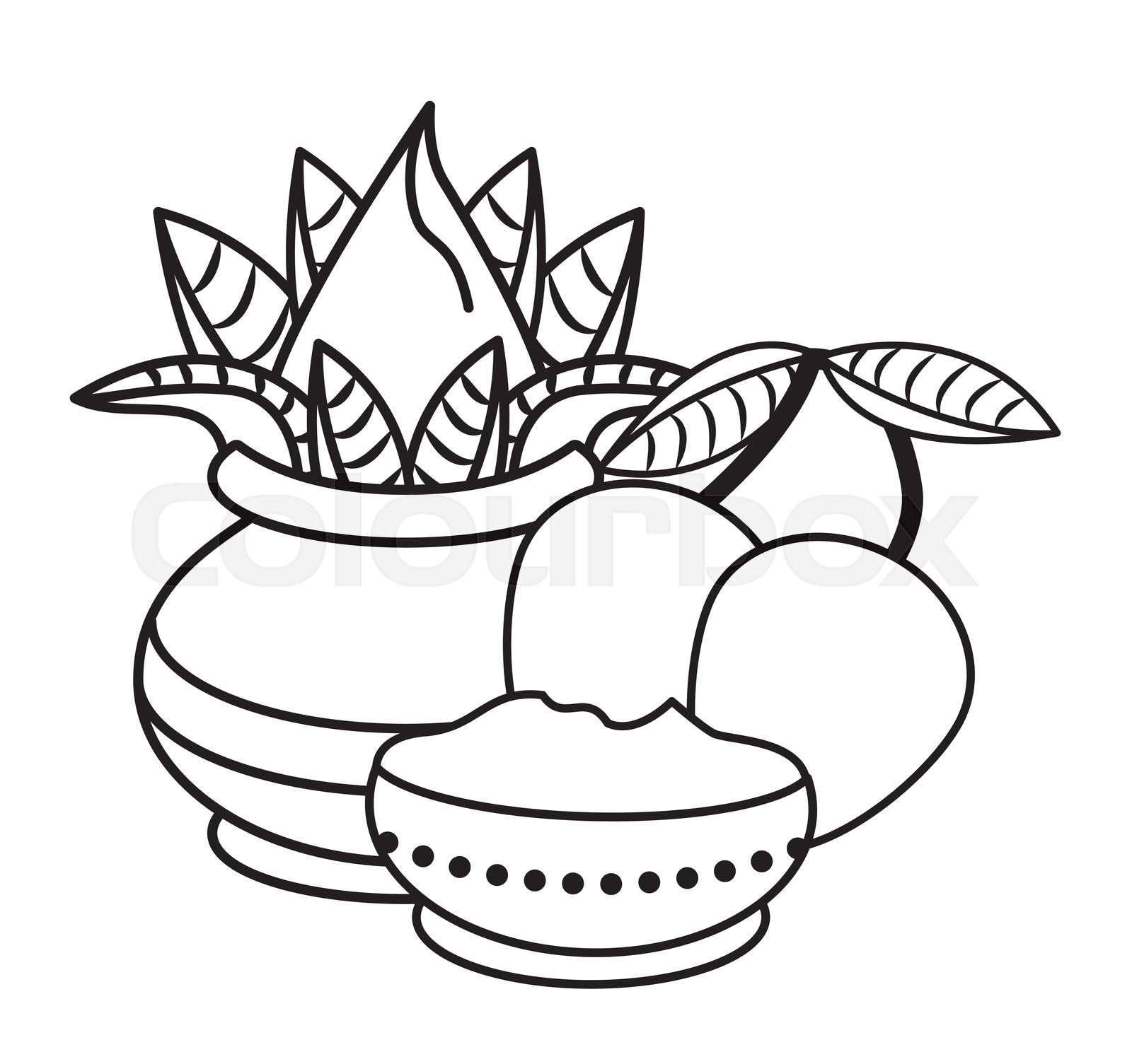 Ugadi indian elements in black and white | Stock vector | Colourbox
