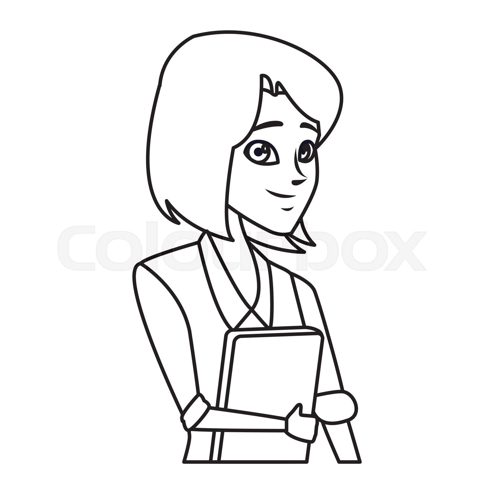 Executive businesswoman cartoon in black and white | Stock vector