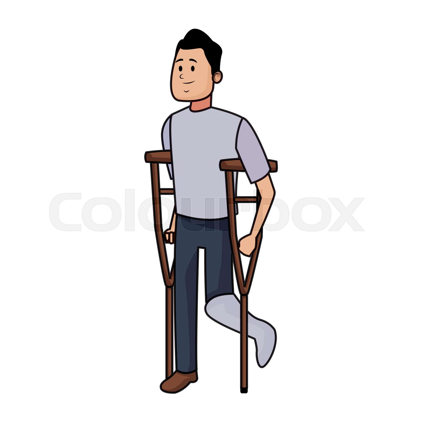 Man with crutches Stock vector Colourbox