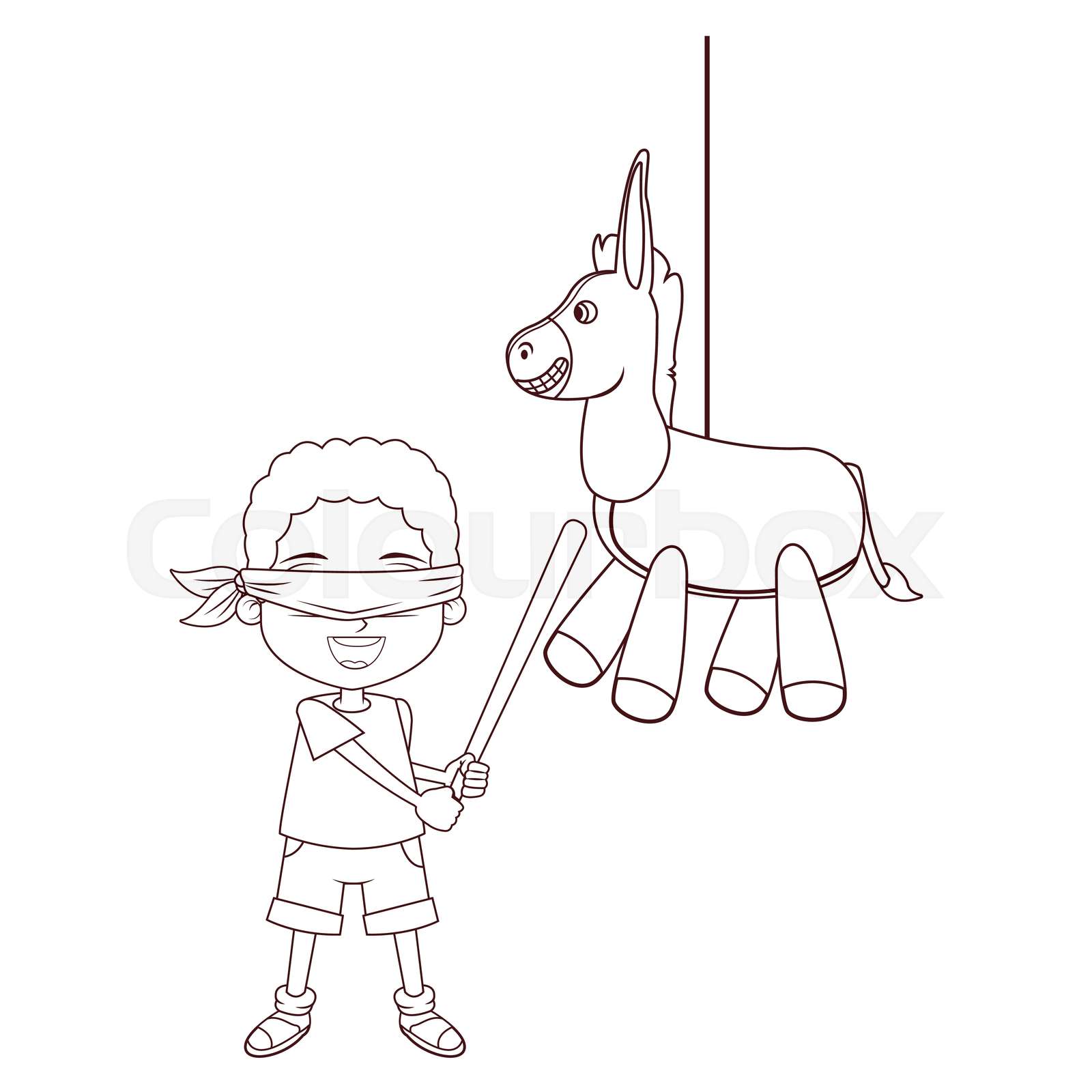 Boy and pinata in black and white Stock vector Colourbox