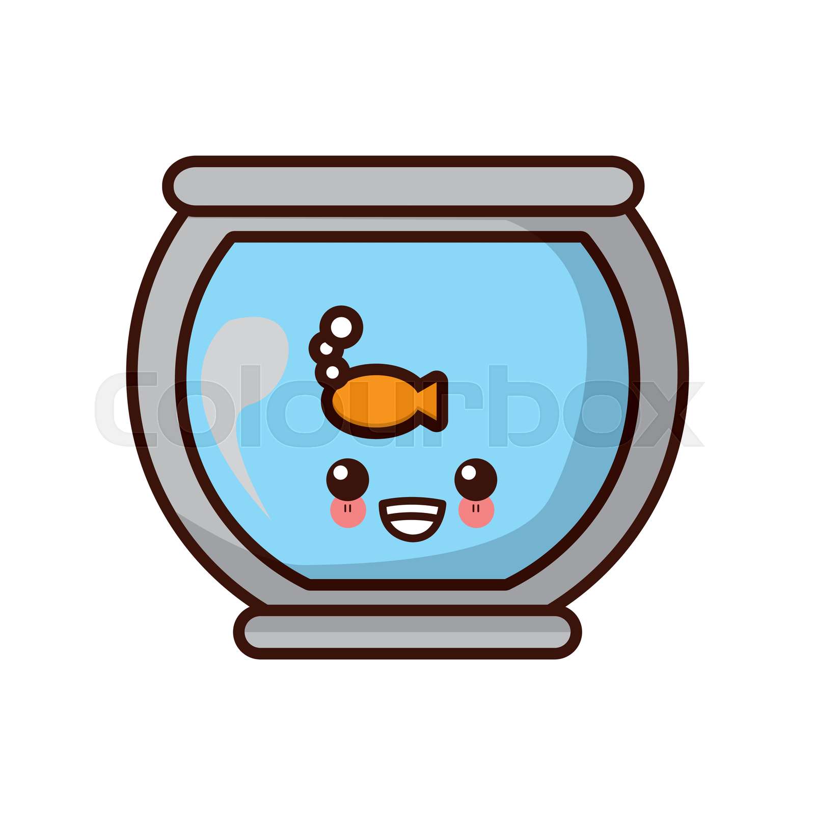 Fish in bowl kawaii cute cartoon Stock vector Colourbox