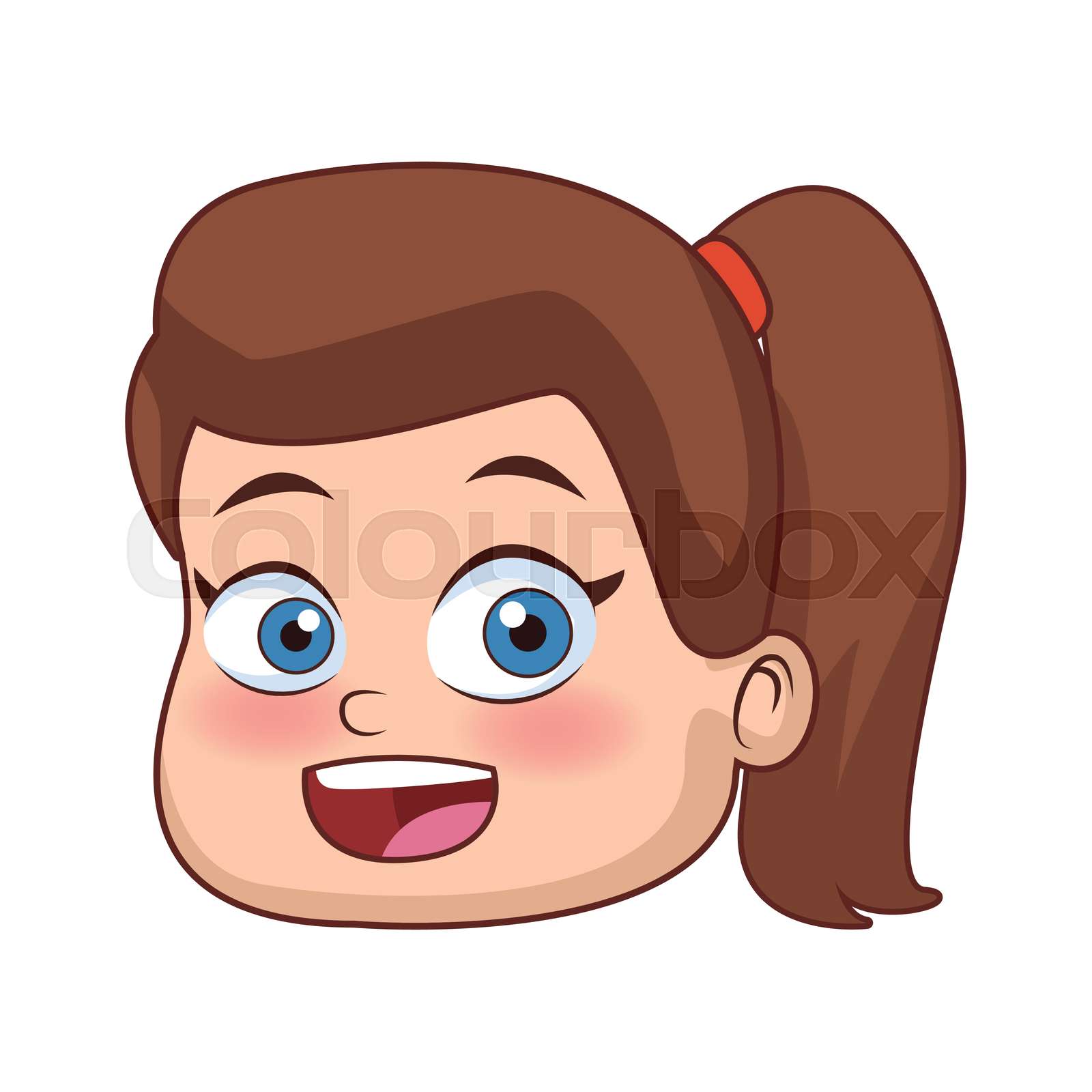 Happy Cartoon Girl Face