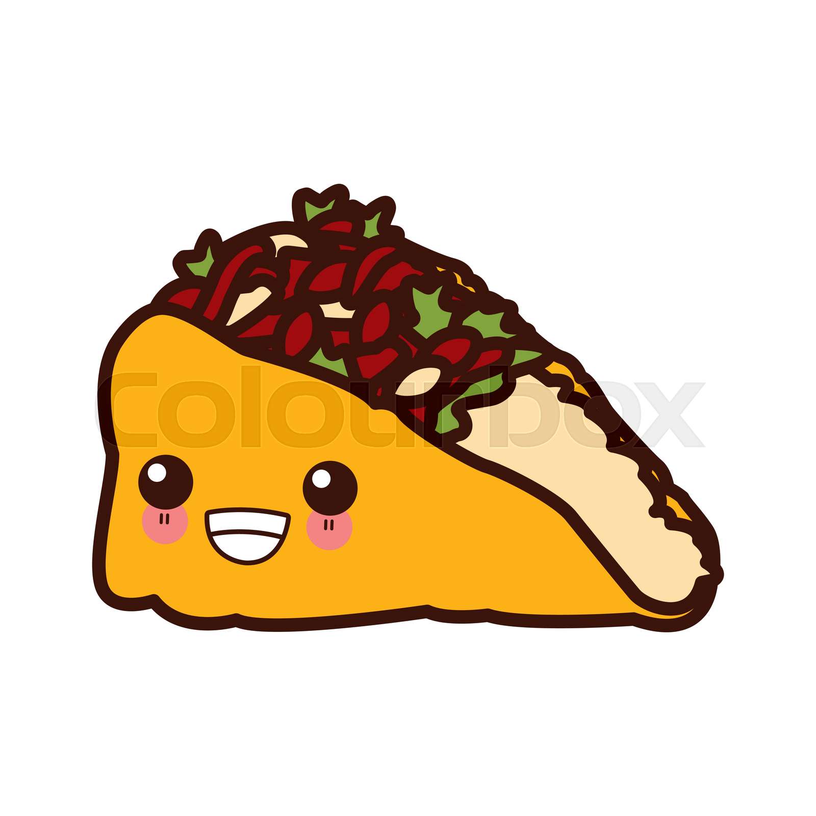 Taco mexican food cute kawaii cartoon | Stock vector | Colourbox