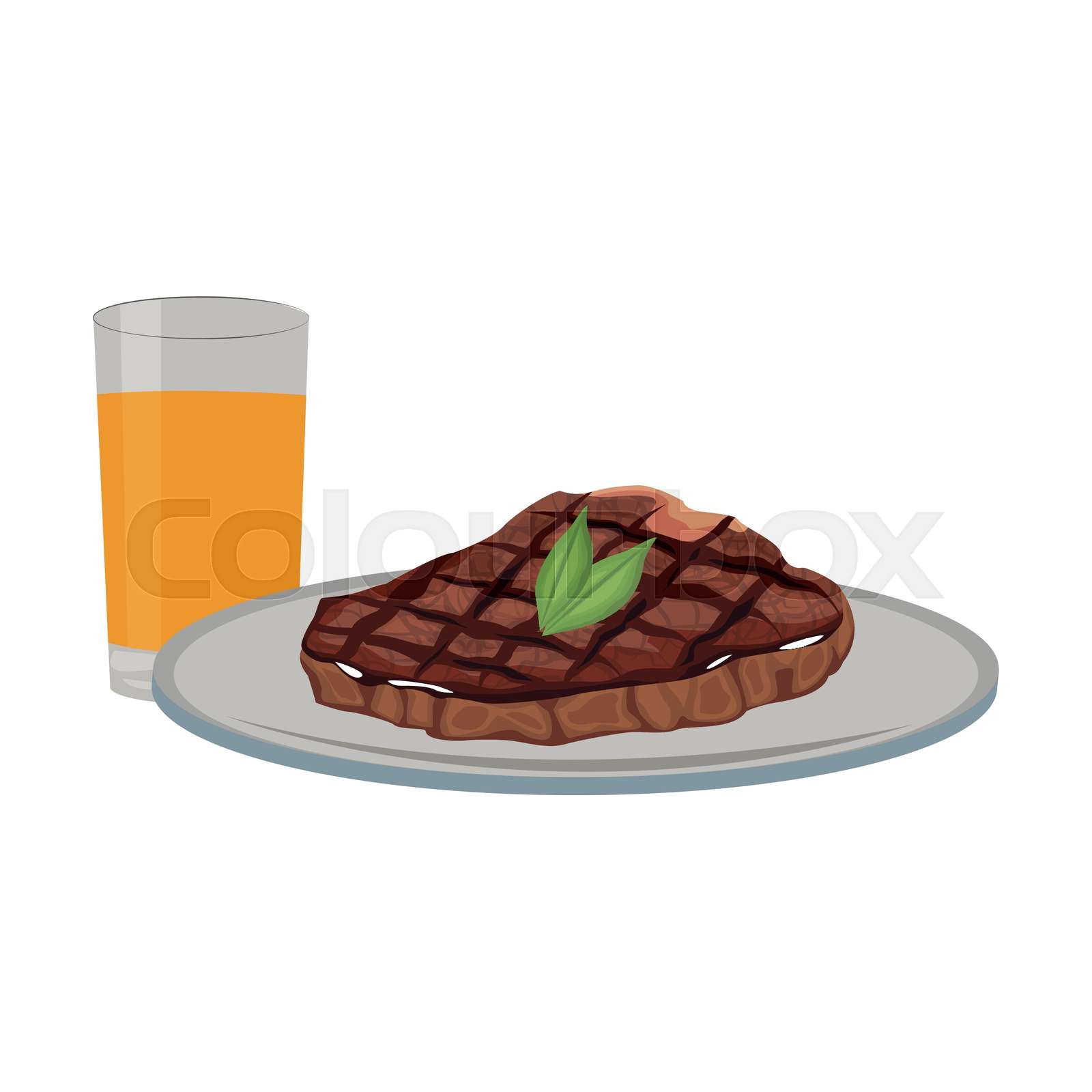 delicious steak beef orange juice food Stock vector Colourbox