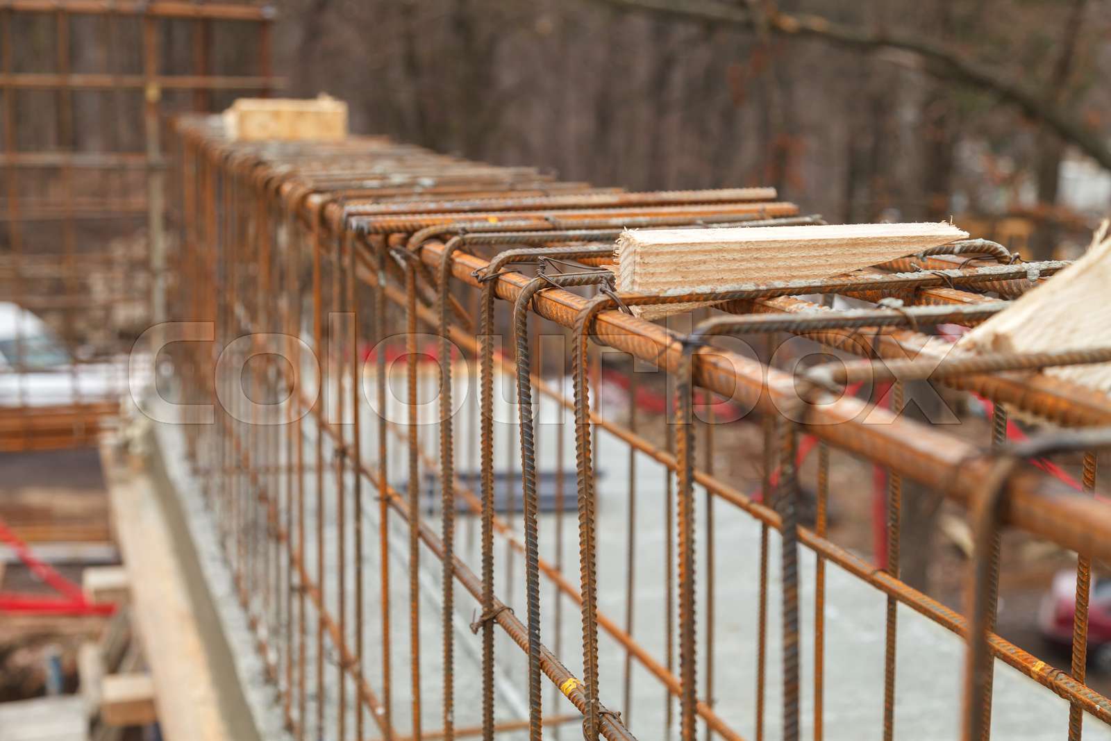 Construction of a new building, binding of reinforcement | Stock image ...