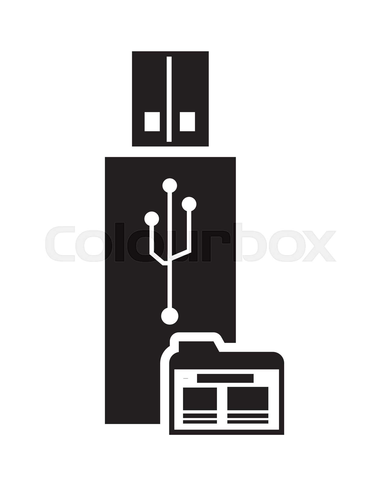 usb drive and file folder icon | Stock vector | Colourbox