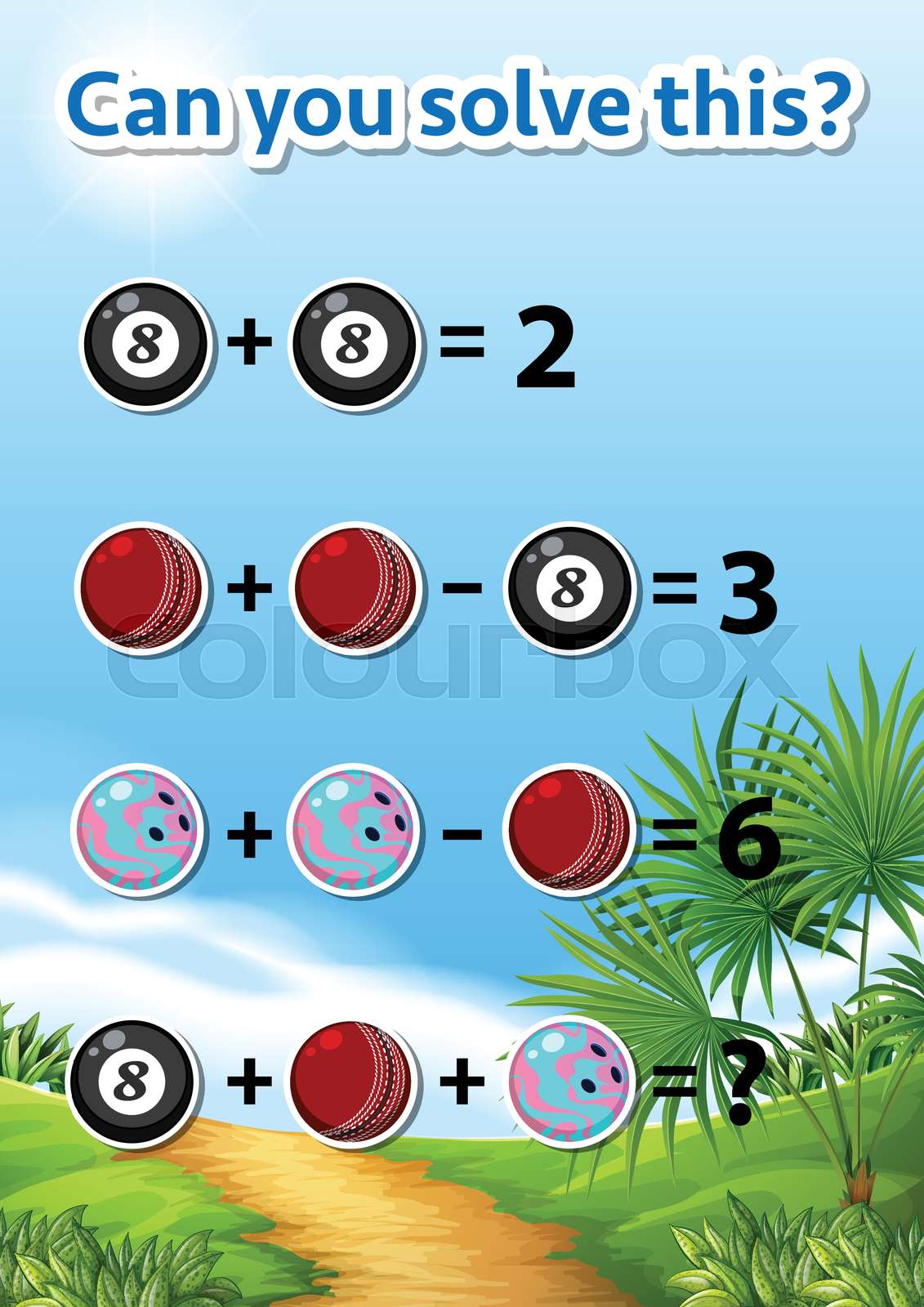 Math problem solving worksheet | Stock vector | Colourbox