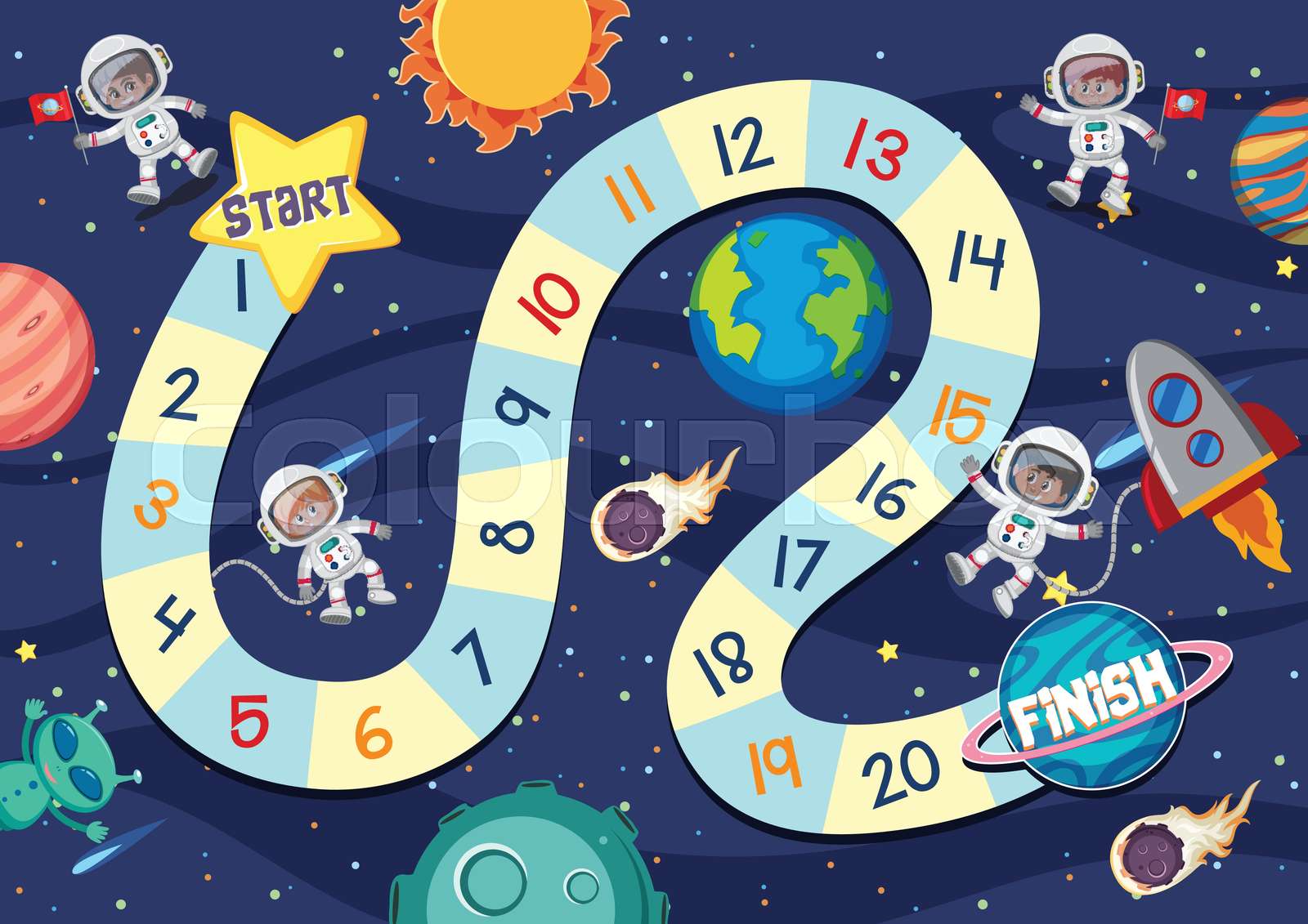 Space Board Game Template Stock Vector Colourbox