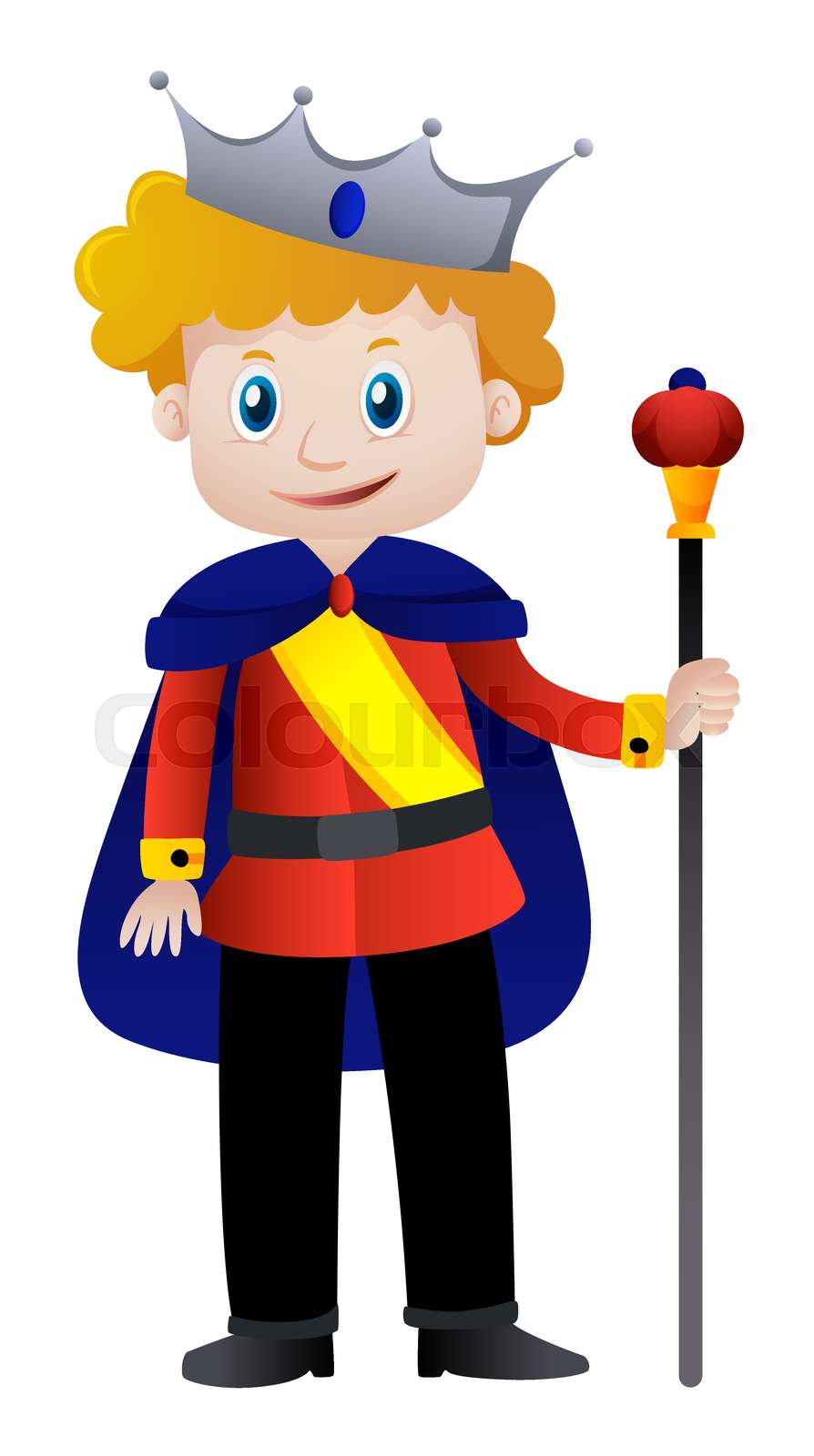 King wearing crown and cape | Stock vector | Colourbox