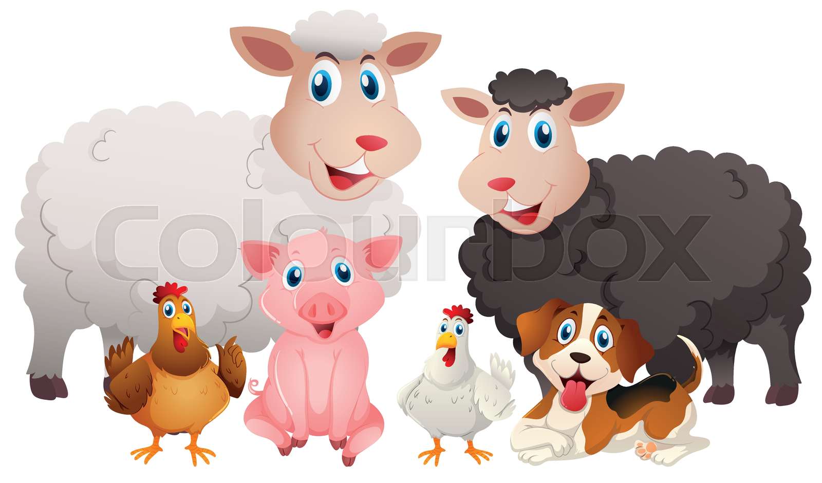 Different Types Of Farm Animals Stock Vector Colourbox