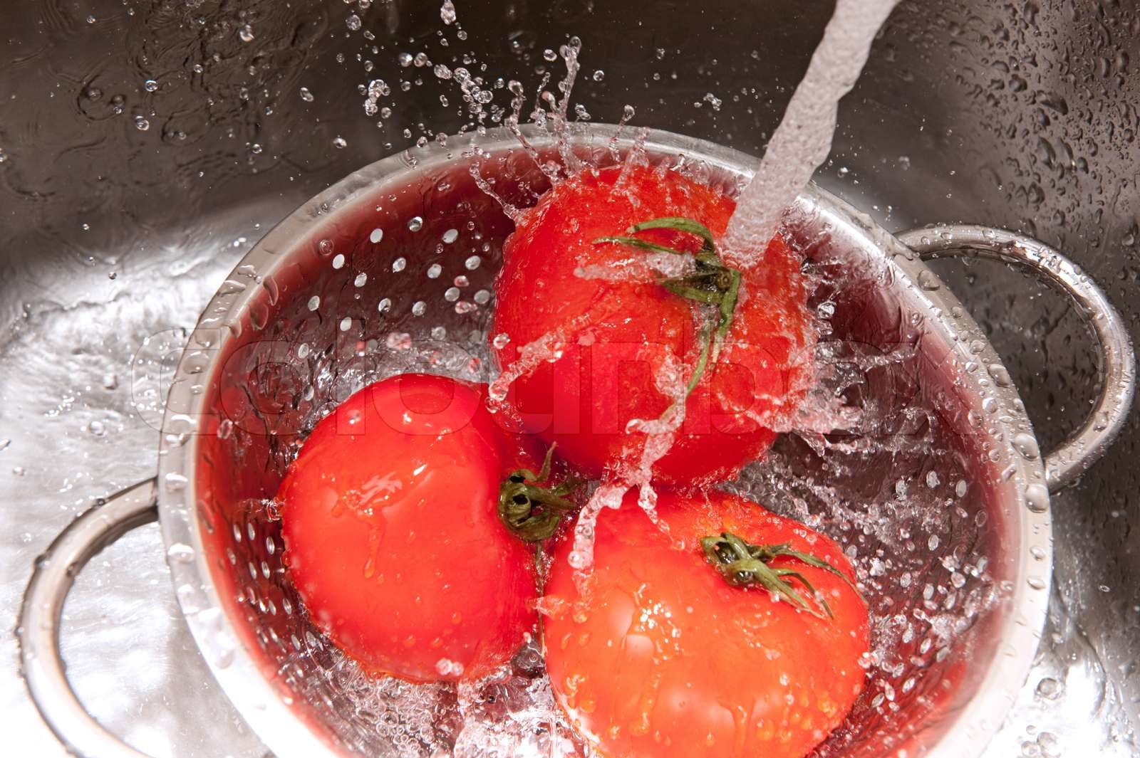 Washing tomatoes Stock image Colourbox