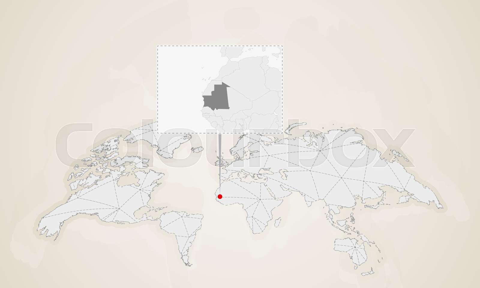 Map of Mauritania with neighbor - 1600px COLOURBOX37657958 