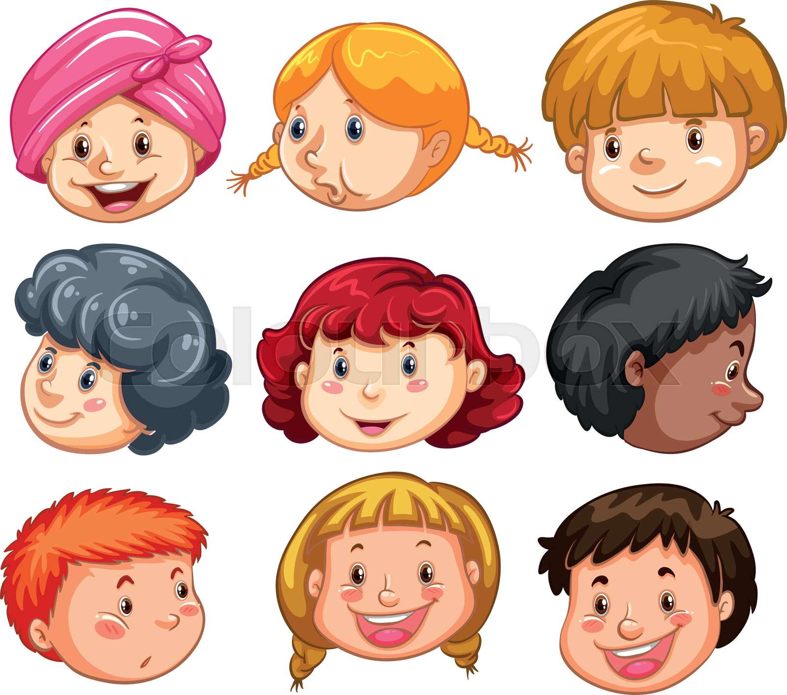 Set of peoples heads Stock vector Colourbox