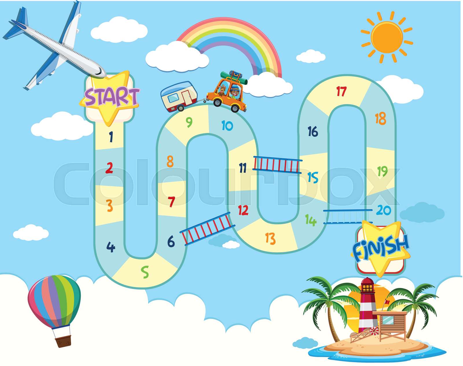 Vacation board game template | Stock vector | Colourbox