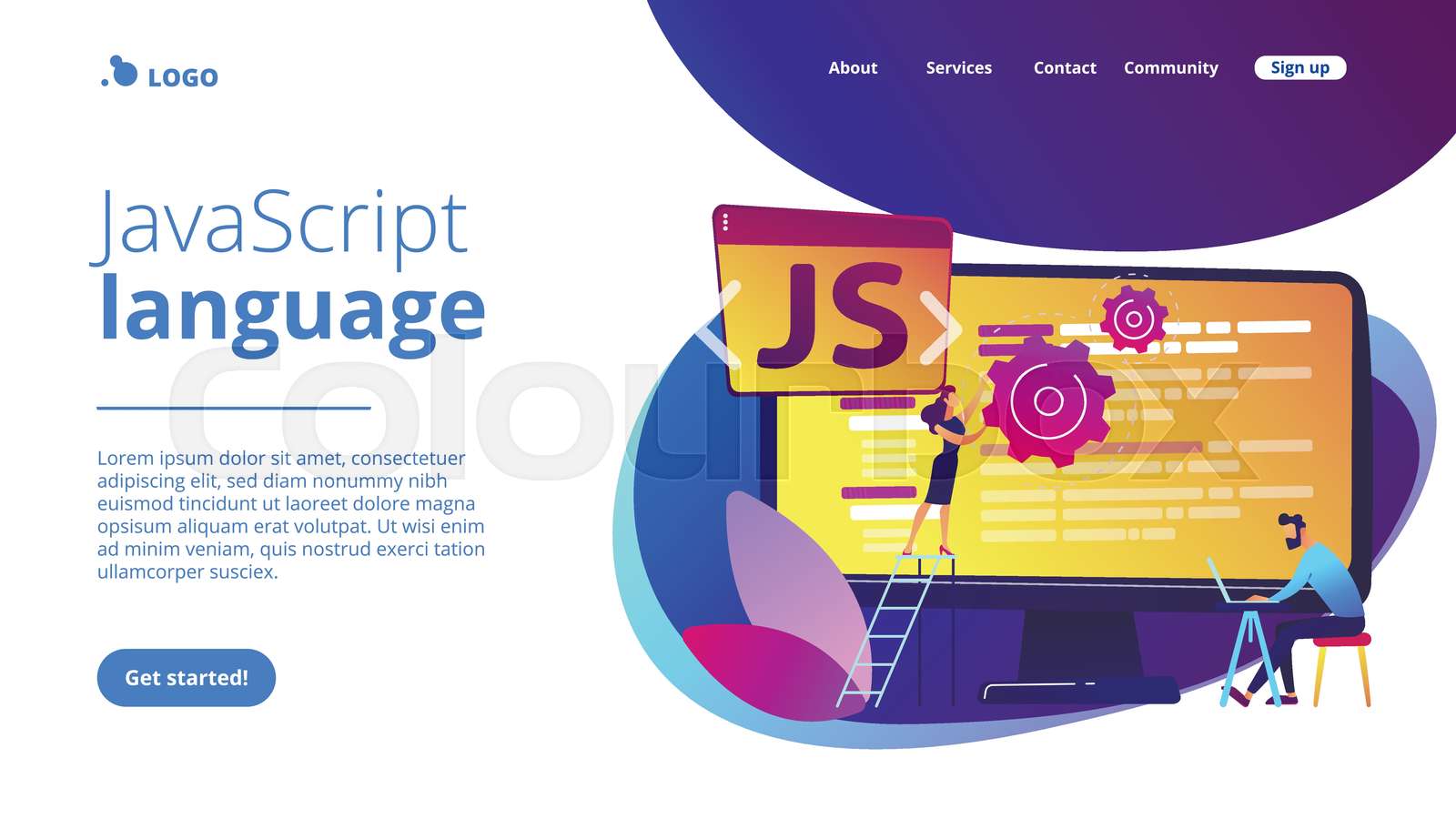 JavaScript concept landing page. | Stock vector | Colourbox
