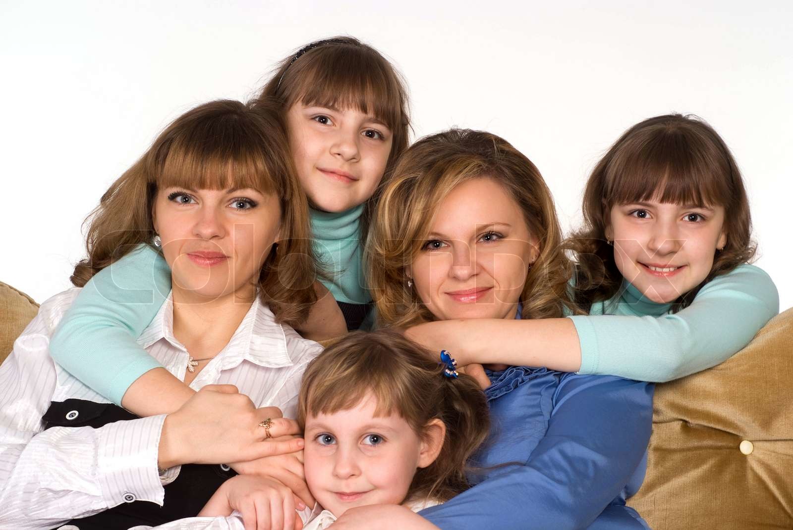 Glückliche Verwandten auf dem Sofa Stock Bild Colourbox