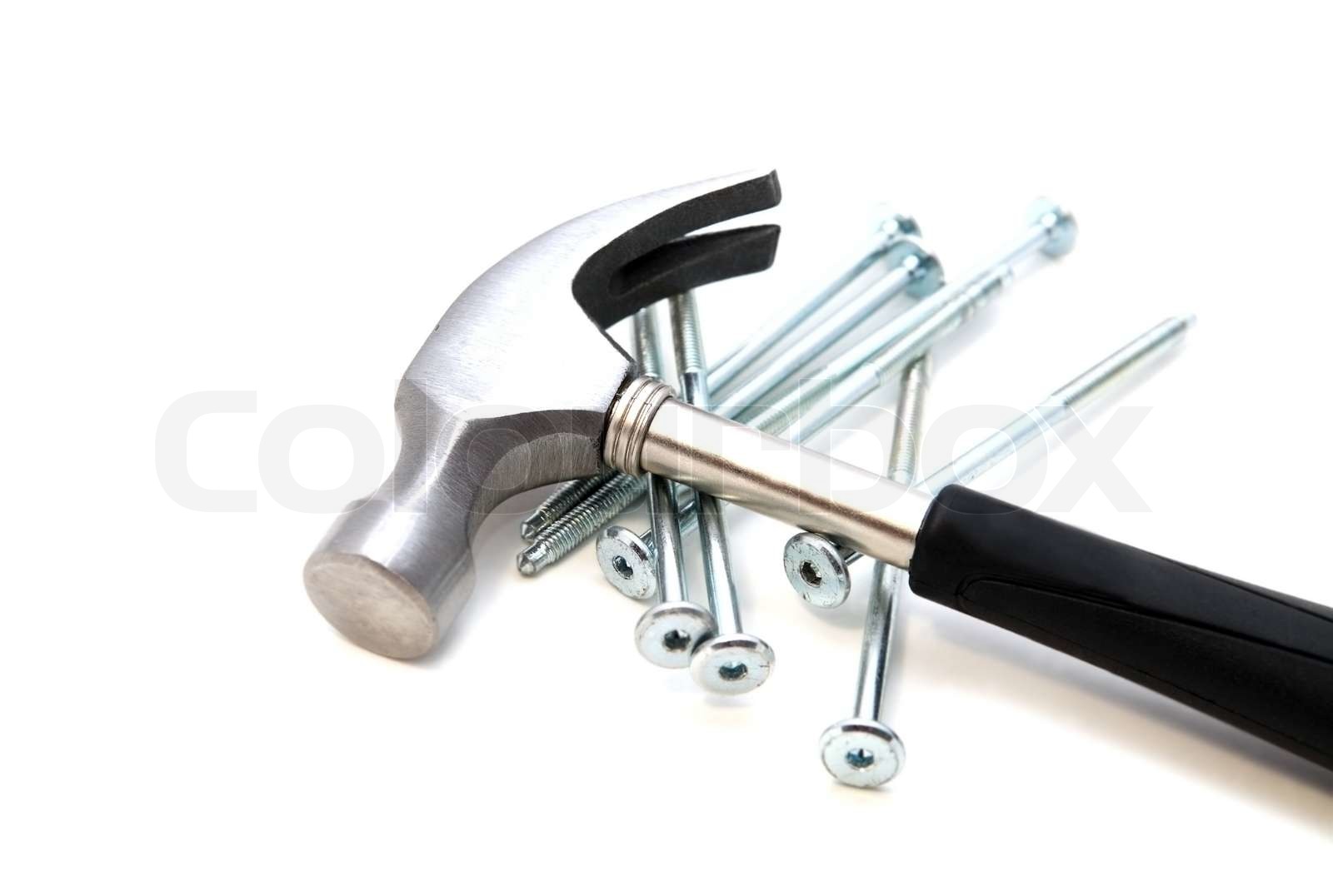 hammer and nails Stock image Colourbox