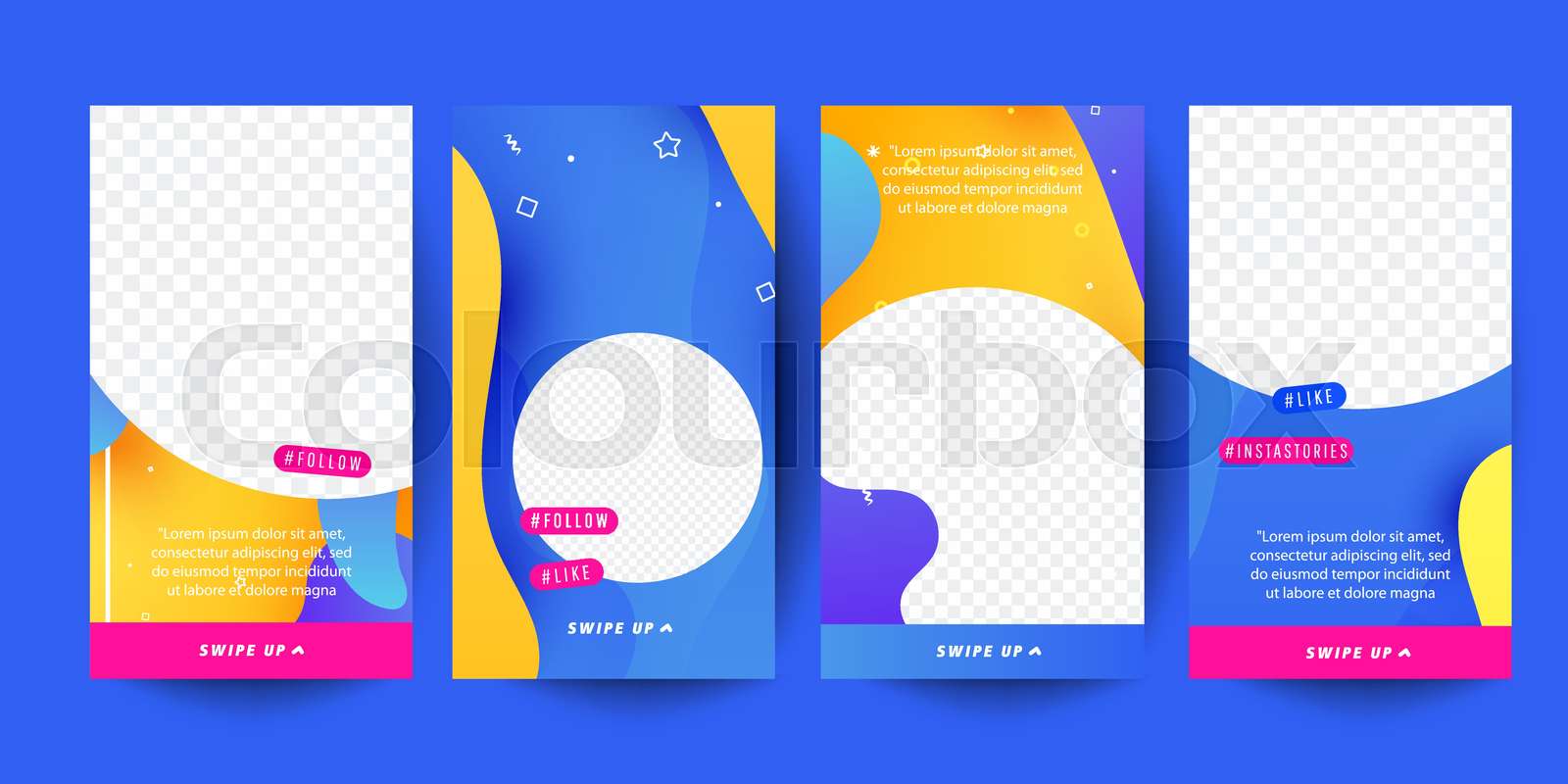 Editable story cover design for photos. Isolated vector illustration