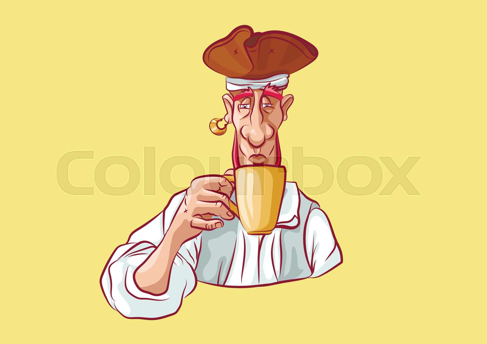 emoji sticker seaman captain drinking tea, coffee Stock vector