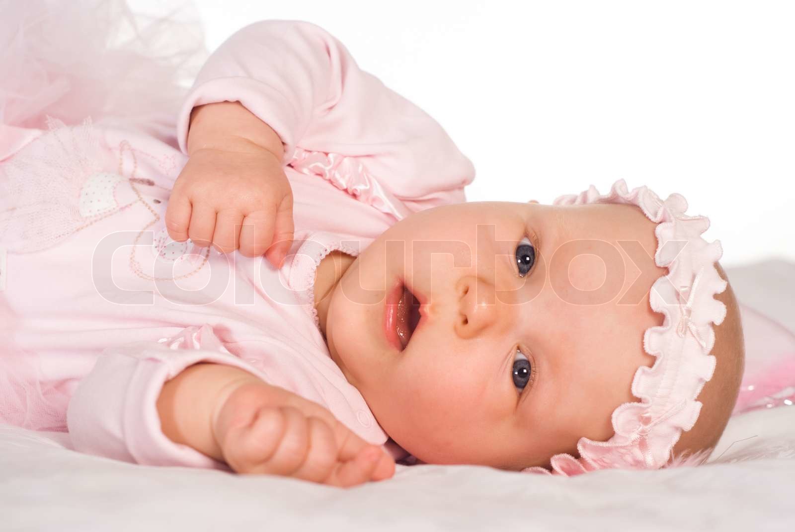 Baby auf weißem Stock Bild Colourbox